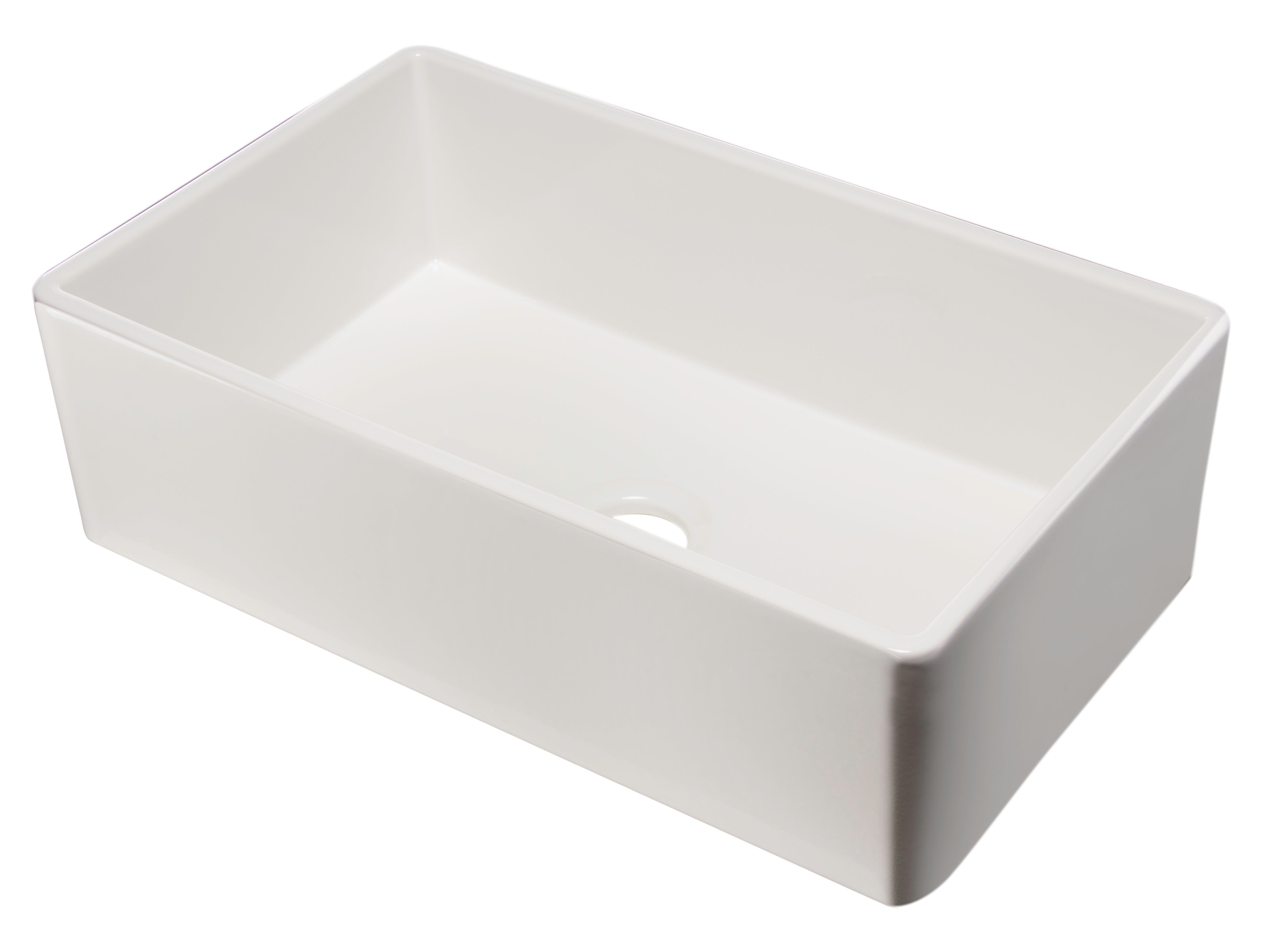 ALFI Brand - 33" White Smooth Apron Single Bowl Fireclay Farm Sink | AB533-W ALFI Brand - 33" White Smooth Apron Single Bowl Fireclay Farm Sink | AB533-W