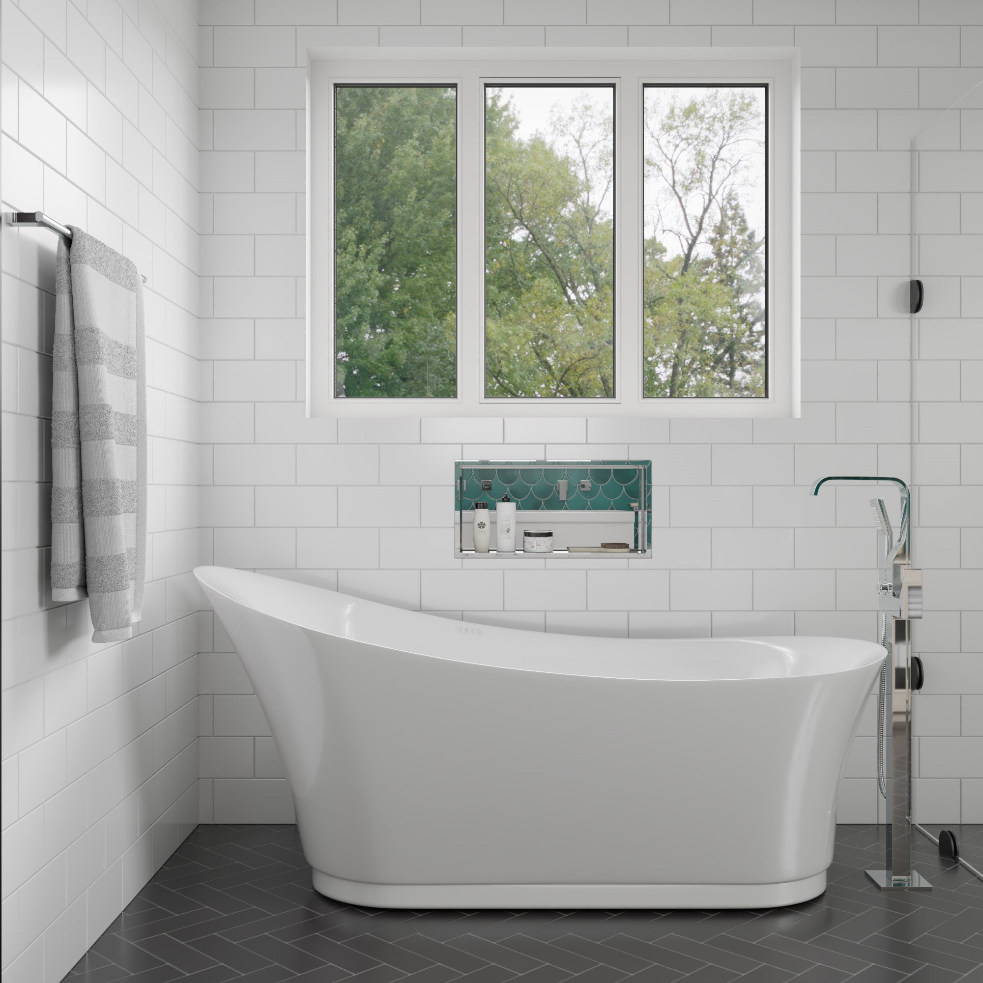ALFI Brand - 24 x 12 Polished Stainless Steel Horizontal Single Shelf Bath Shower Niche | ABN2412-PSS ALFI Brand - 24 x 12 Polished Stainless Steel Horizontal Single Shelf Bath Shower Niche | ABN2412-PSS