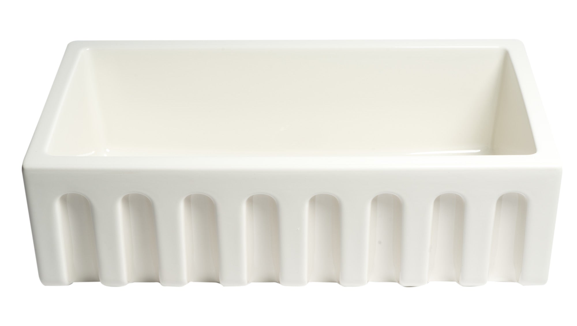 ALFI Brand - Biscuit 33" x 18" Reversible Fluted / Smooth Fireclay Farm Sink | AB3318HS-B ALFI Brand - Biscuit 33" x 18" Reversible Fluted / Smooth Fireclay Farm Sink | AB3318HS-B