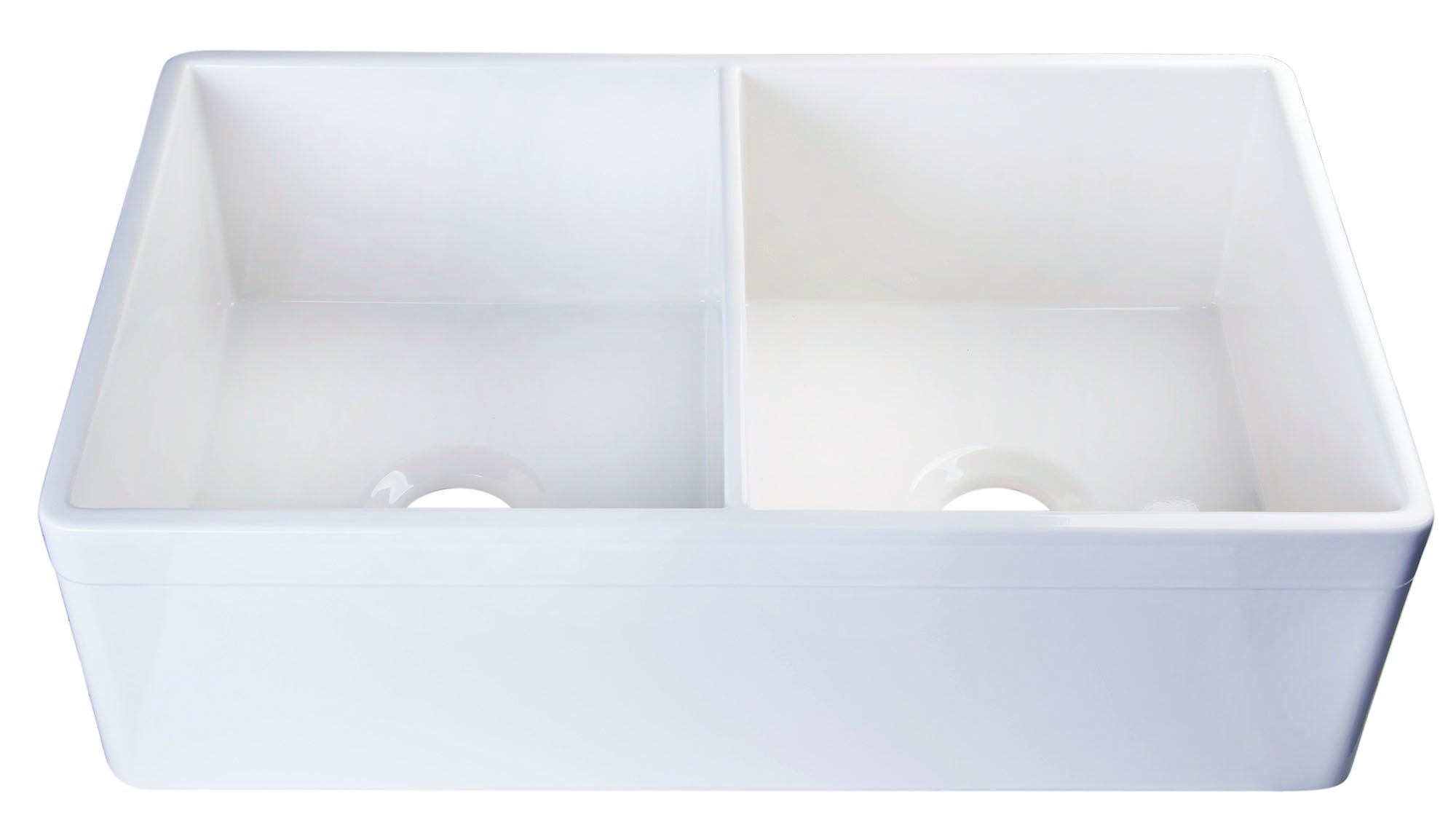 ALFI Brand - White 32" Decorative Lip Apron Double Bowl Fireclay Farmhouse Kitchen Sink | AB539-W ALFI Brand - White 32" Decorative Lip Apron Double Bowl Fireclay Farmhouse Kitchen Sink | AB539-W