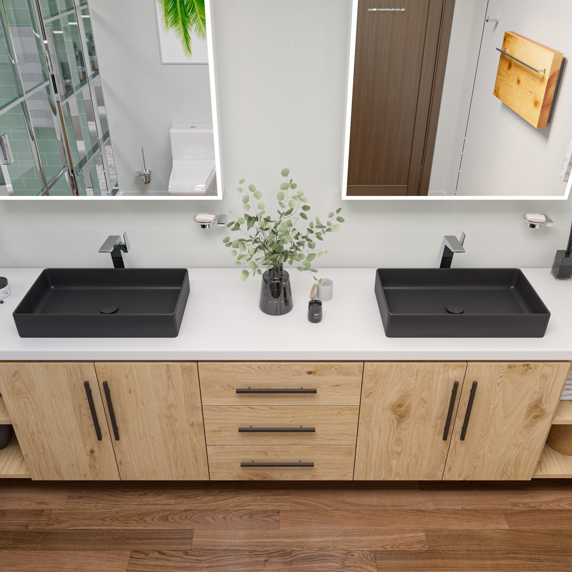 ALFI Brand - Black Matte 24" Modern Rectangular Above Mount Ceramic Sink | ABC902-BM ALFI Brand - Black Matte 24" Modern Rectangular Above Mount Ceramic Sink | ABC902-BM