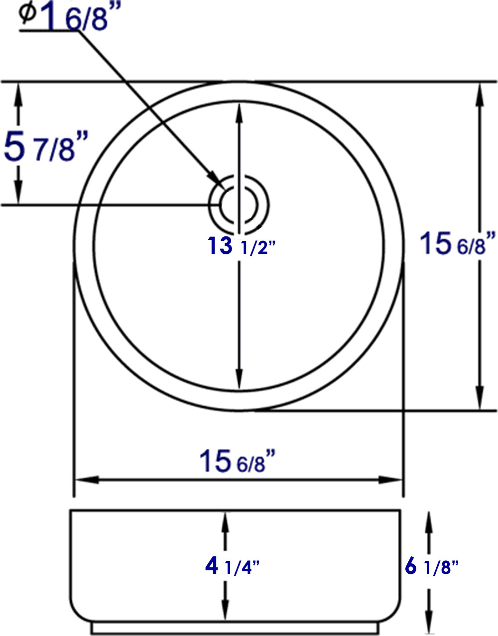 EAGO - 16" ROUND CERAMIC ABOVE MOUNT BATHROOM BASIN VESSEL SINK | BA129 EAGO - 16" ROUND CERAMIC ABOVE MOUNT BATHROOM BASIN VESSEL SINK | BA129