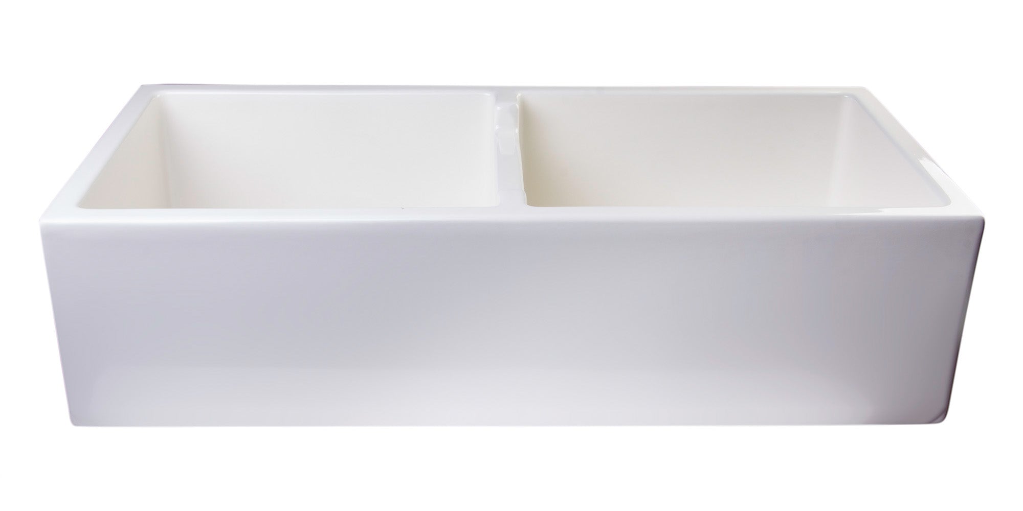 ALFI Brand - 39" Biscuit Smooth Apron Thick Wall Fireclay Double Bowl Farm Sink | AB3918DB-B ALFI Brand - 39" Biscuit Smooth Apron Thick Wall Fireclay Double Bowl Farm Sink | AB3918DB-B