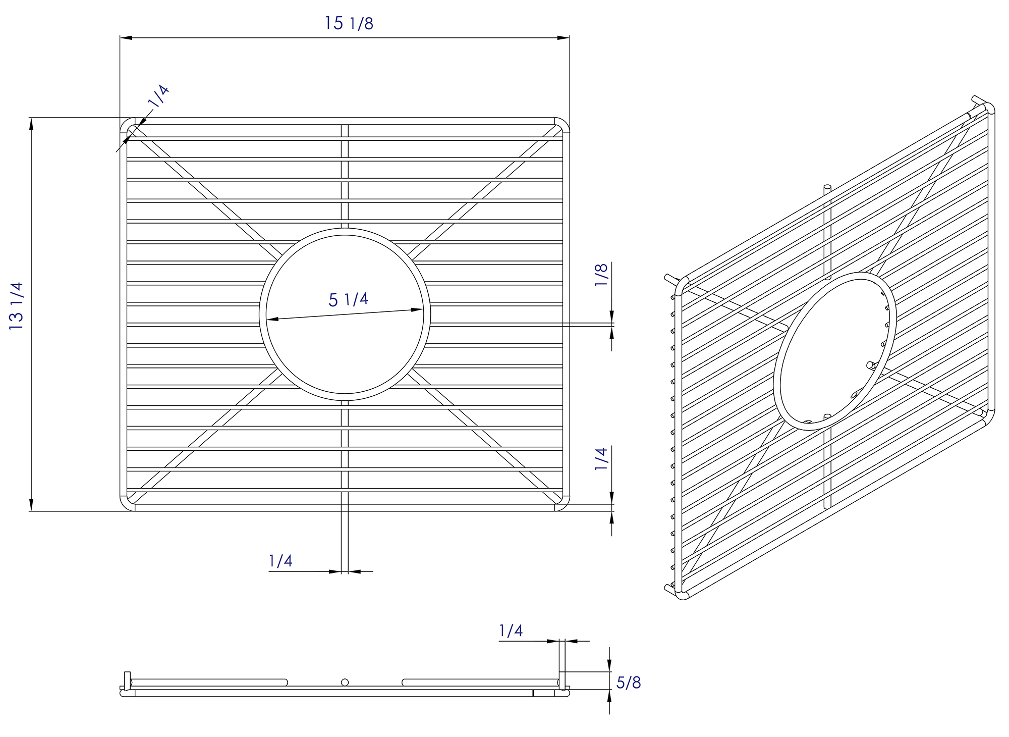 ALFI Brand - Stainless steel kitchen sink grid for large side of AB3618DB, AB3618ARCH | ABGR3618L ALFI Brand - Stainless steel kitchen sink grid for large side of AB3618DB, AB3618ARCH | ABGR3618L