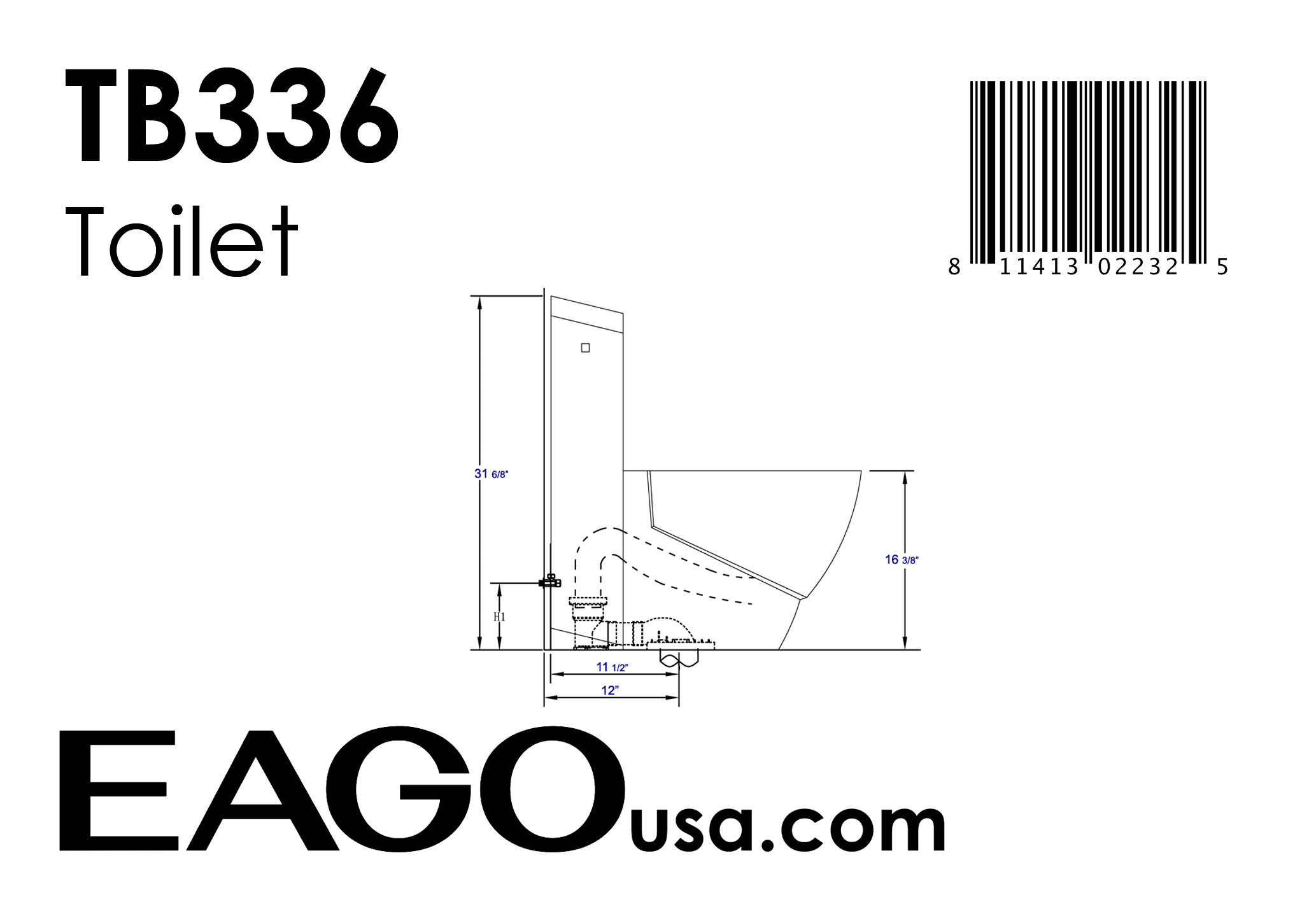 EAGO - ONE PIECE HIGH EFFICIENCY LOW FLUSH ECO-FRIENDLY CERAMIC TOILET | TB336 EAGO - ONE PIECE HIGH EFFICIENCY LOW FLUSH ECO-FRIENDLY CERAMIC TOILET | TB336