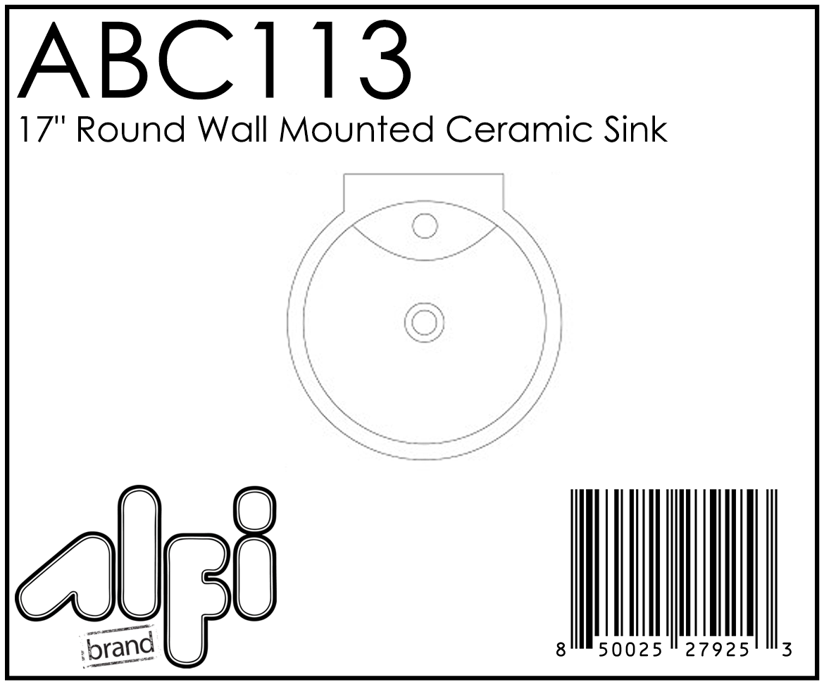 ALFI Brand - White 17" Round Wall Mounted Ceramic Sink with Faucet Hole | ABC113 ALFI Brand - White 17" Round Wall Mounted Ceramic Sink with Faucet Hole | ABC113