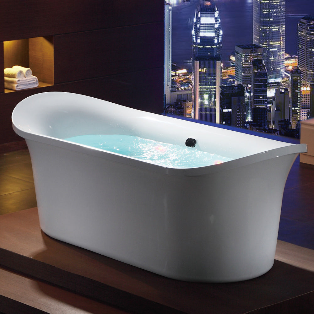 EAGO - 74" White Free Standing Air Bubble Bathtub | AM1900 EAGO - 74" White Free Standing Air Bubble Bathtub | AM1900