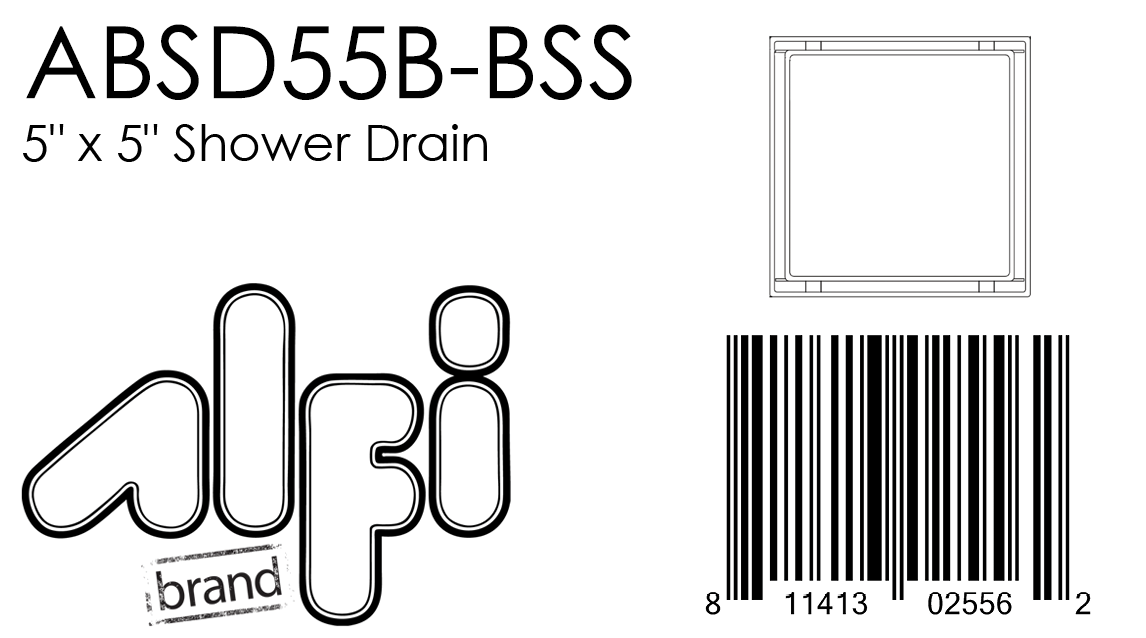 ALFI Brand - 5" x 5" Modern Square Brushed Stainless Steel Shower Drain with Solid Cover | ABSD55B-BSS ALFI Brand - 5" x 5" Modern Square Brushed Stainless Steel Shower Drain with Solid Cover | ABSD55B-BSS