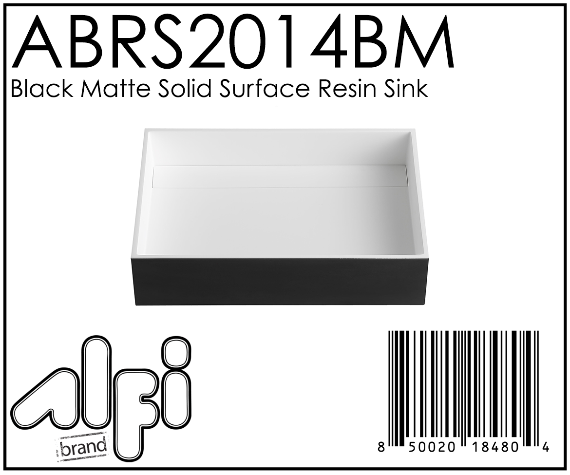 ALFI Brand - Black Matte 20" x 14" Solid Surface Resin Sink | ABRS2014BM ALFI Brand - Black Matte 20" x 14" Solid Surface Resin Sink | ABRS2014BM