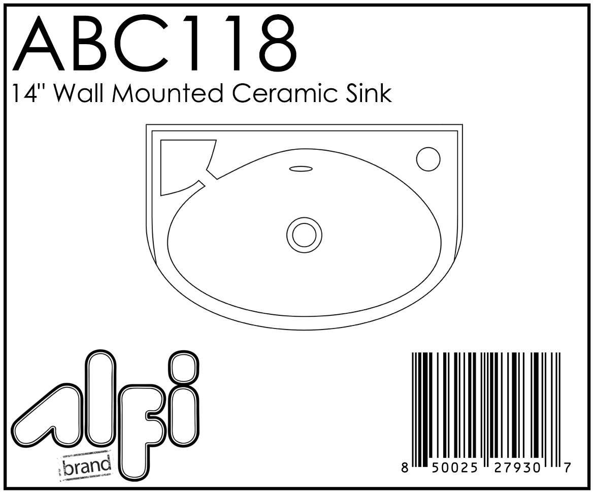 ALFI Brand - White 14" Small Wall Mounted Ceramic Sink with Faucet Hole | ABC118 ALFI Brand - White 14" Small Wall Mounted Ceramic Sink with Faucet Hole | ABC118