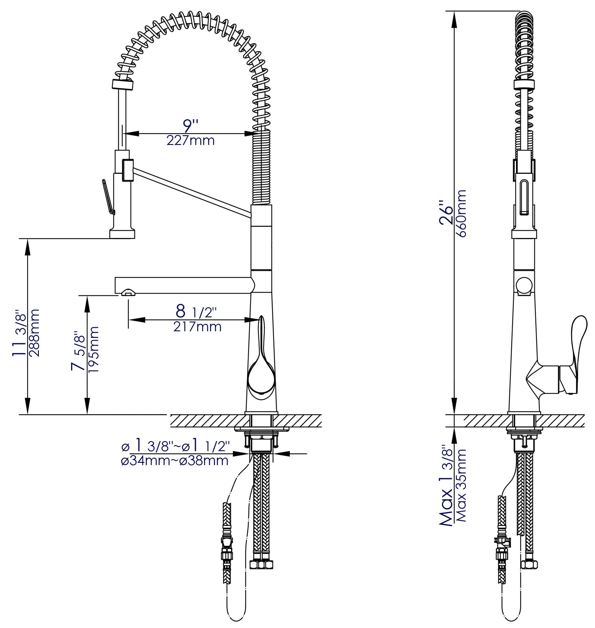 ALFI Brand - Polished Chrome Double Spout Commercial Spring Kitchen Faucet | ABKF3787-PC ALFI Brand - Polished Chrome Double Spout Commercial Spring Kitchen Faucet | ABKF3787-PC
