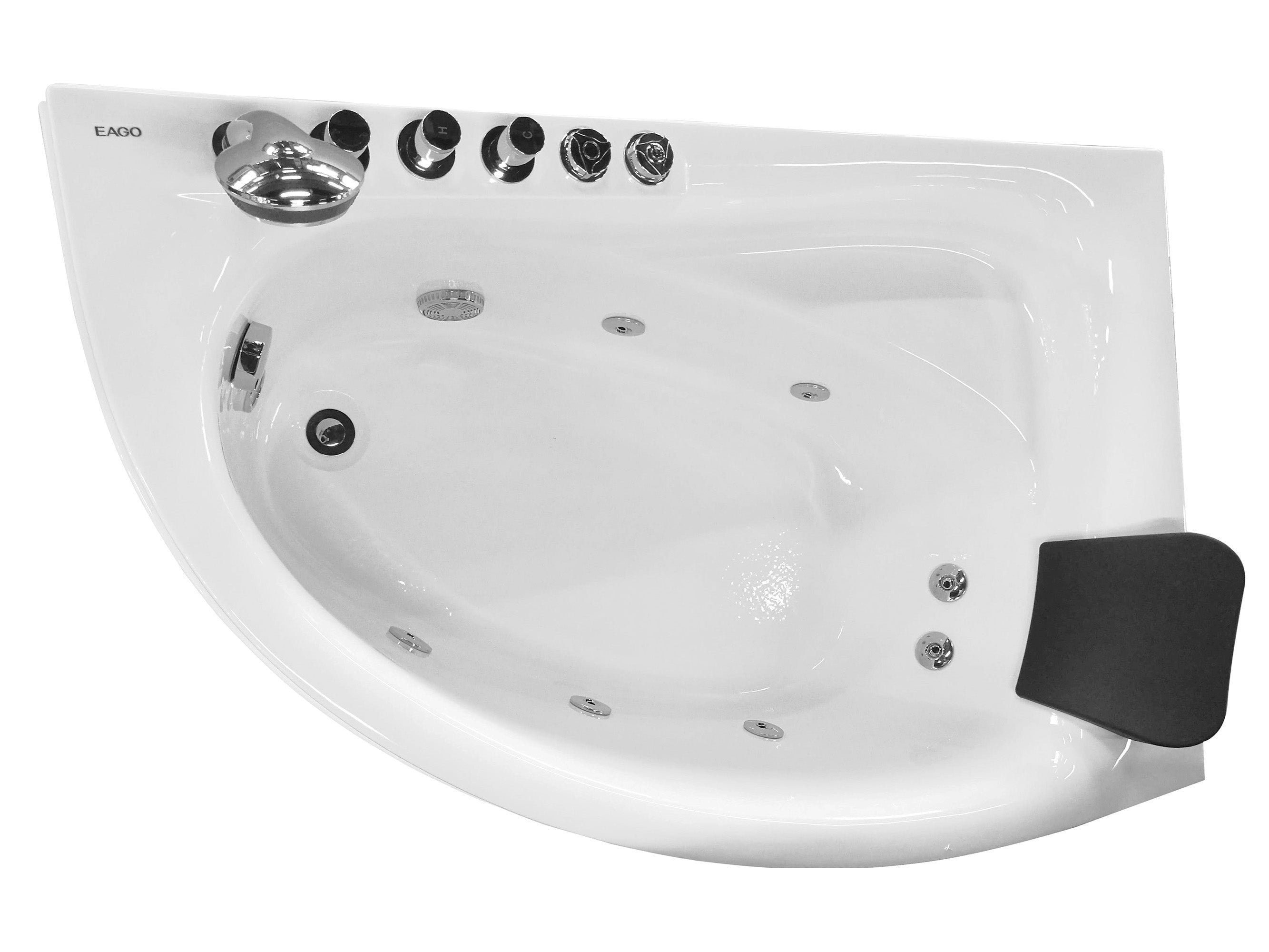 EAGO - 5' Single Person Corner White Acrylic Whirlpool Bath Tub - Drain on Left | AM161-L EAGO - 5' Single Person Corner White Acrylic Whirlpool Bath Tub - Drain on Left | AM161-L