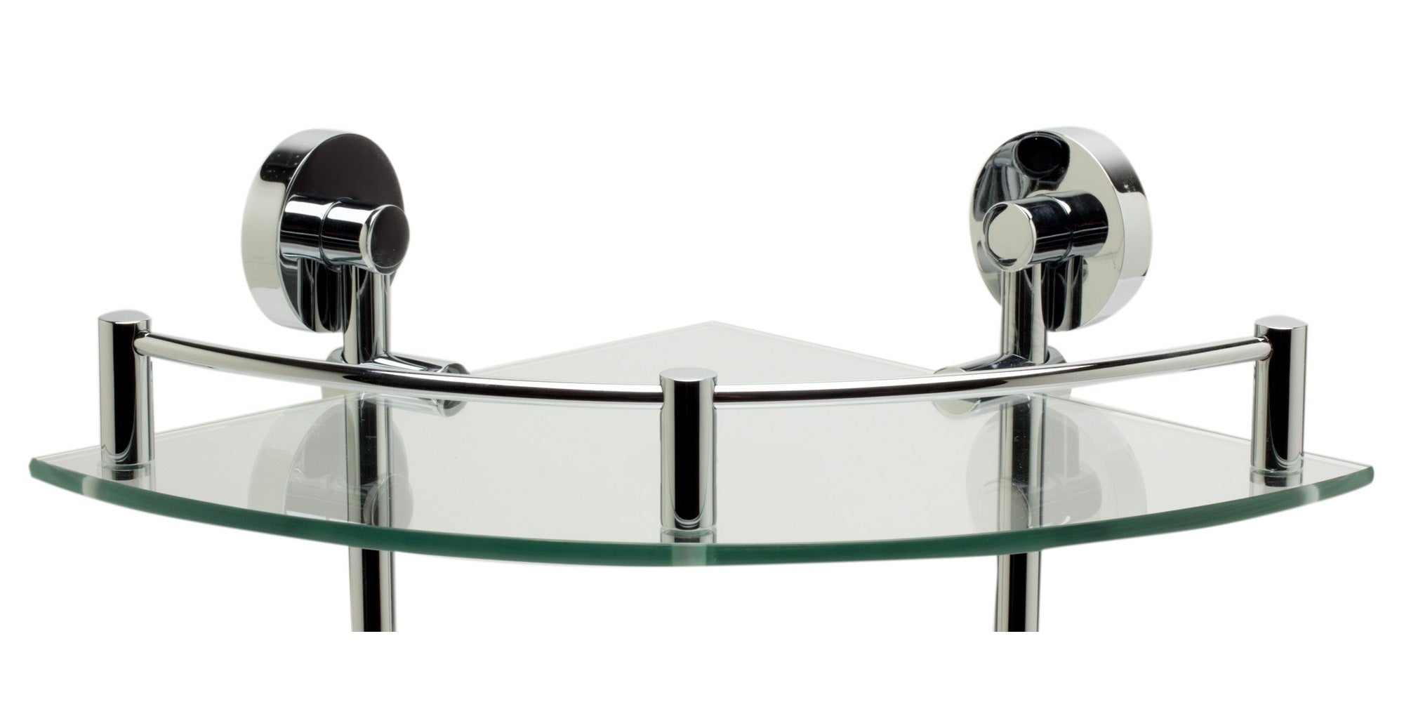 ALFI Brand - Polished Chrome Corner Mounted Double Glass Shower Shelf Bathroom Accessory | AB9548 ALFI Brand - Polished Chrome Corner Mounted Double Glass Shower Shelf Bathroom Accessory | AB9548