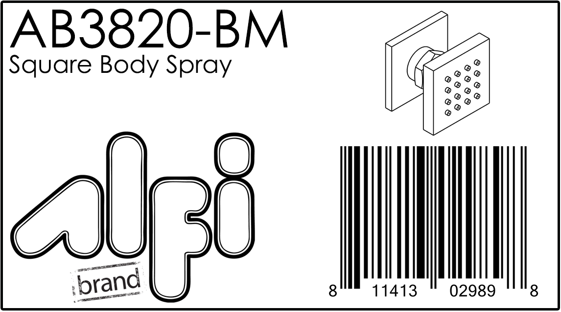 ALFI Brand - Black Matte 2" Square Adjustable Shower Body Spray | AB3820-BM ALFI Brand - Black Matte 2" Square Adjustable Shower Body Spray | AB3820-BM