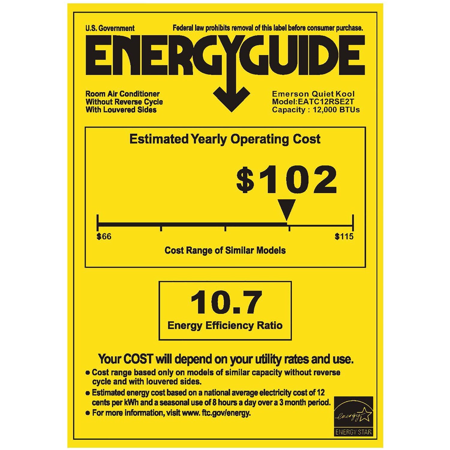 Emerson Quiet - 12000 BTU TTW Air Conditioner with Wifi Controls, 230V | EATC12RSE2T Emerson Quiet - 12000 BTU TTW Air Conditioner with Wifi Controls, 230V | EATC12RSE2T