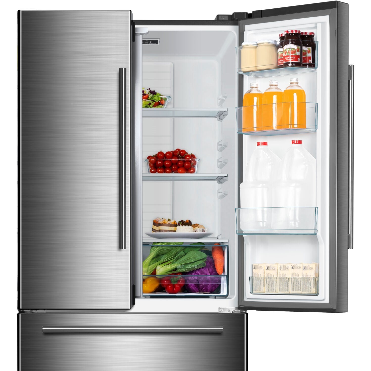 GALANZ - 33 in. W 18 cu. ft. French Door Refrigerator in Fingerprint Resistant Stainless Steel, Counter Depth | GLR18FS5S16 GALANZ - 33 in. W 18 cu. ft. French Door Refrigerator in Fingerprint Resistant Stainless Steel, Counter Depth | GLR18FS5S16