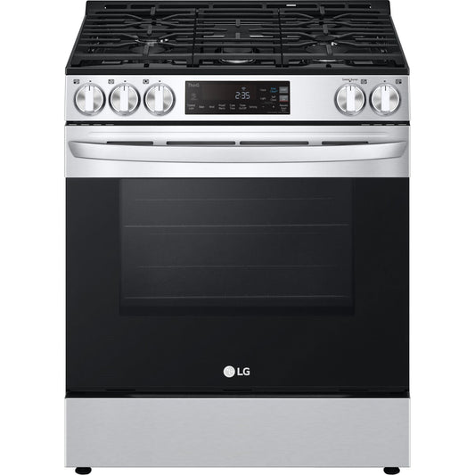 LG - 5.8 CF Gas Single Oven Slide-In Range, EasyClean Plus Self Clean, ThinQ and French Door Refrigerator Bundle