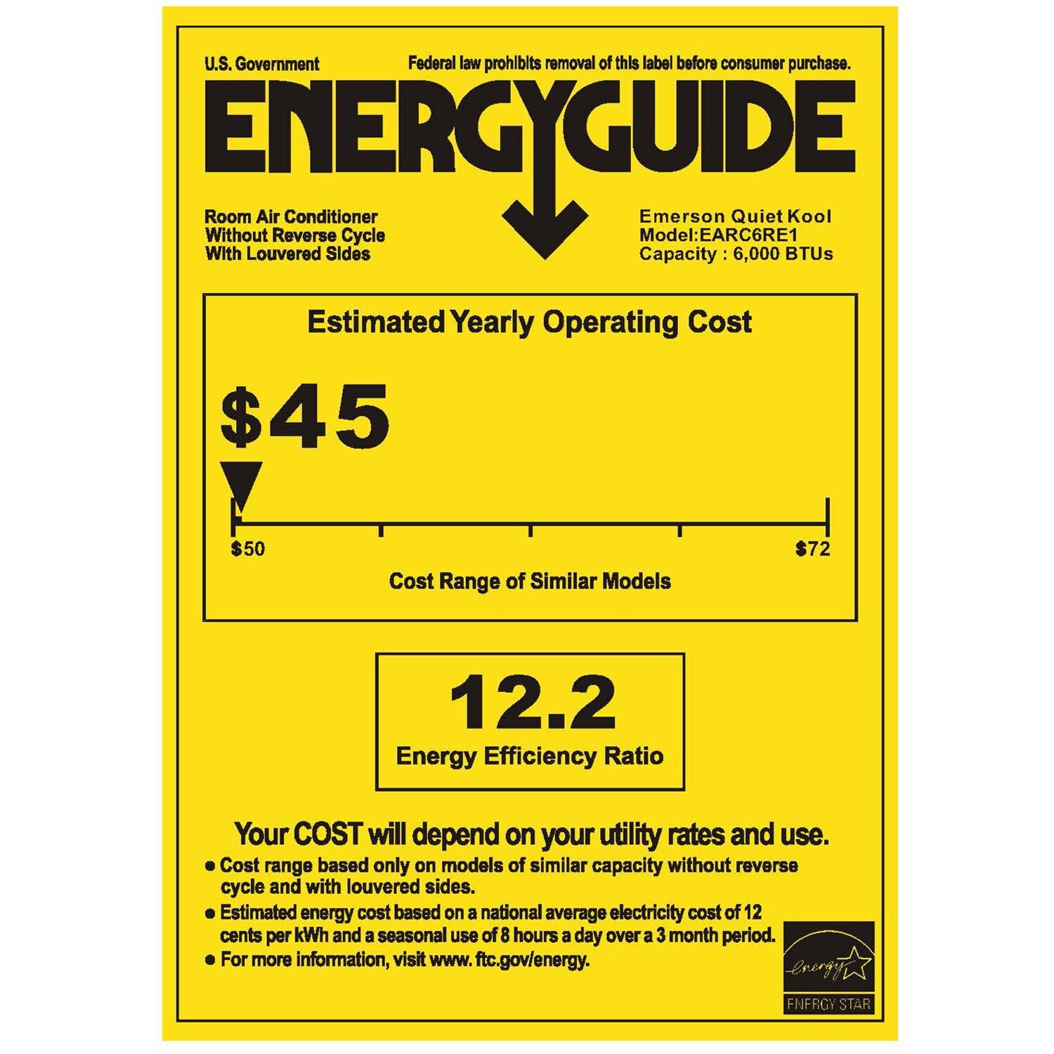 Emerson Quiet - 6000 BTU Window Air Conditioner with Electronic Controls | EARC6RE1 Emerson Quiet - 6000 BTU Window Air Conditioner with Electronic Controls | EARC6RE1