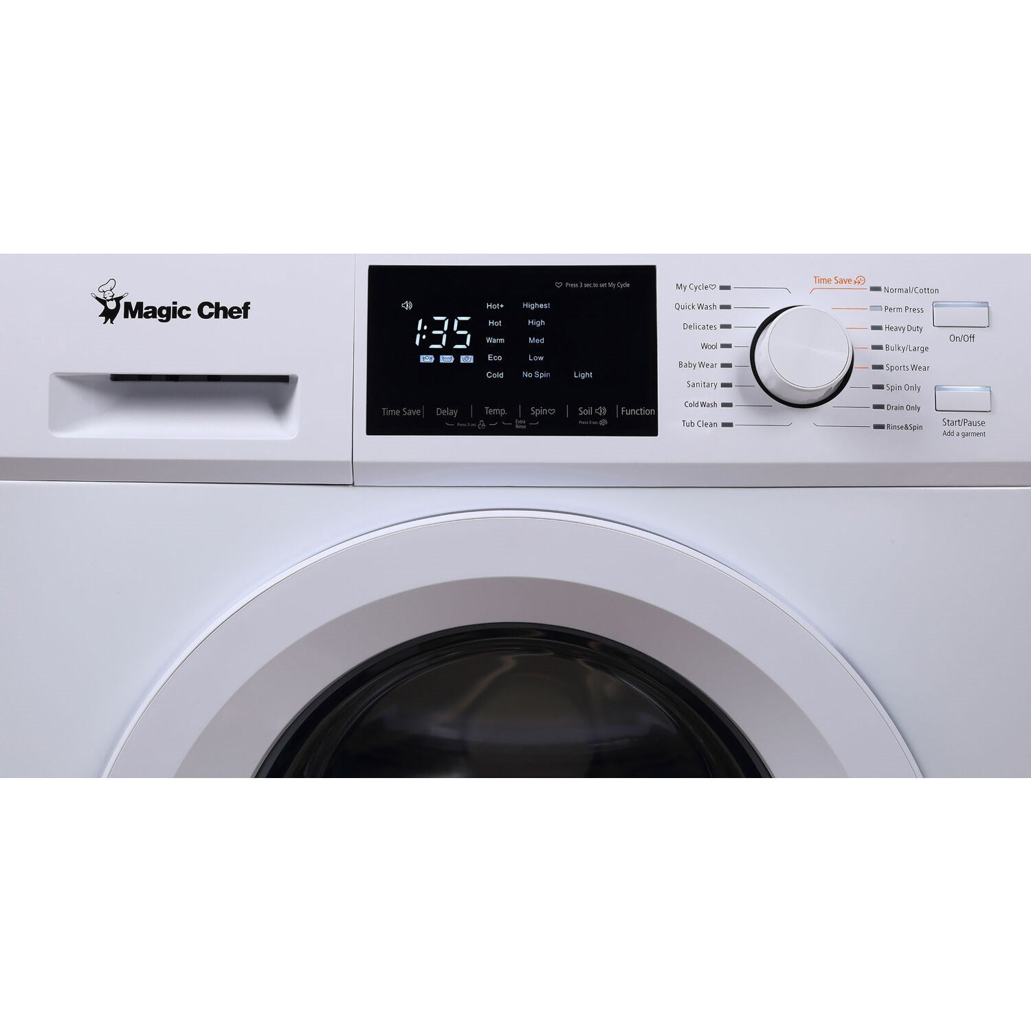 Magic Chef - 24 in. 2.7 cu. ft. Front Load Compact Washer | MCSFLW27W Magic Chef - 24 in. 2.7 cu. ft. Front Load Compact Washer | MCSFLW27W