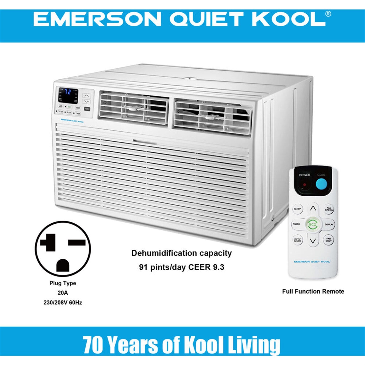 Emerson Quiet - 14,000 BTU TTW Air Conditioner, 230V | EATC14RD2T Emerson Quiet - 14,000 BTU TTW Air Conditioner, 230V | EATC14RD2T