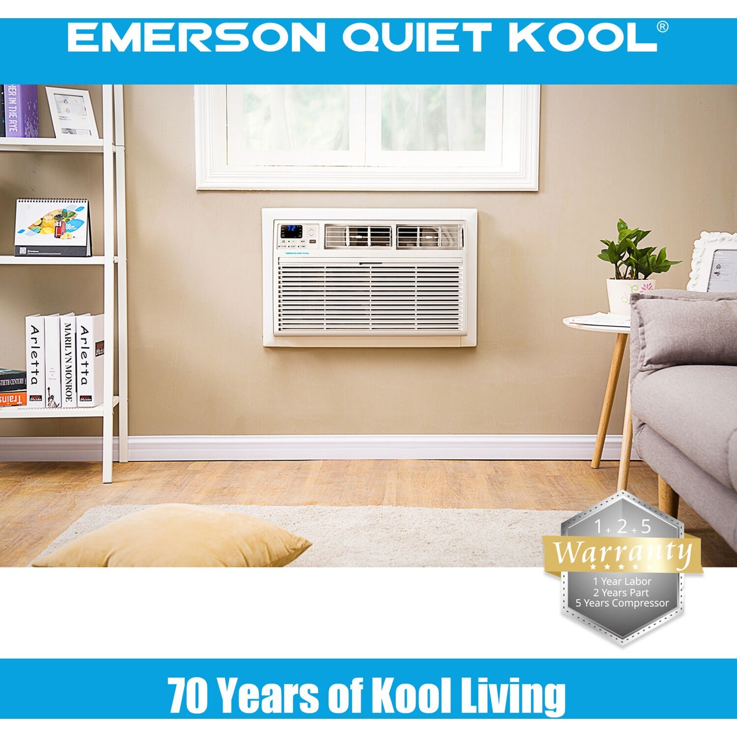 Emerson Quiet - 12000 BTU Heat/Cool TTW Air Conditioner with Wifi Controls, 230V | EATE12RSD2T Emerson Quiet - 12000 BTU Heat/Cool TTW Air Conditioner with Wifi Controls, 230V | EATE12RSD2T