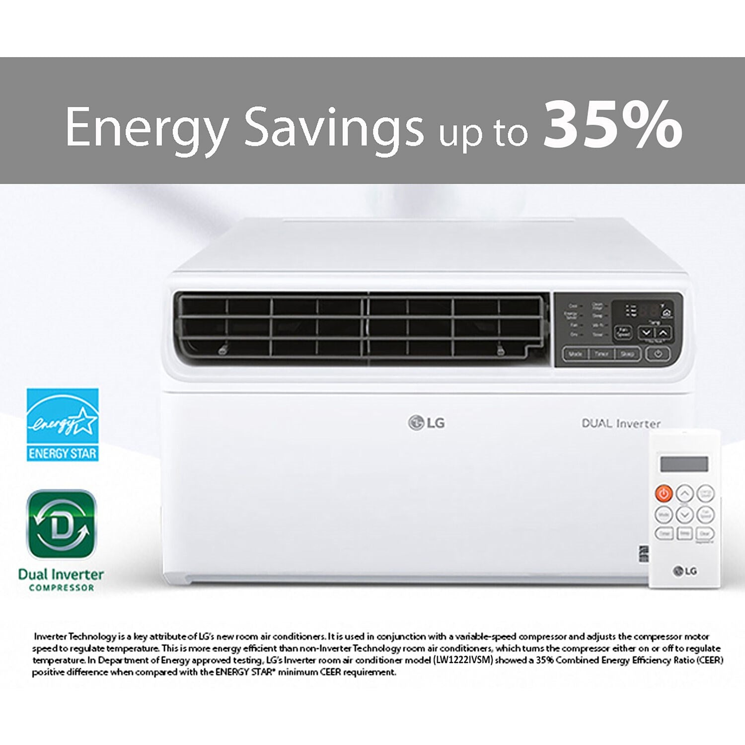 LG - 12,000 BTU Window Air Conditioner with Inverter | LW1222IVSM LG - 12,000 BTU Window Air Conditioner with Inverter | LW1222IVSM