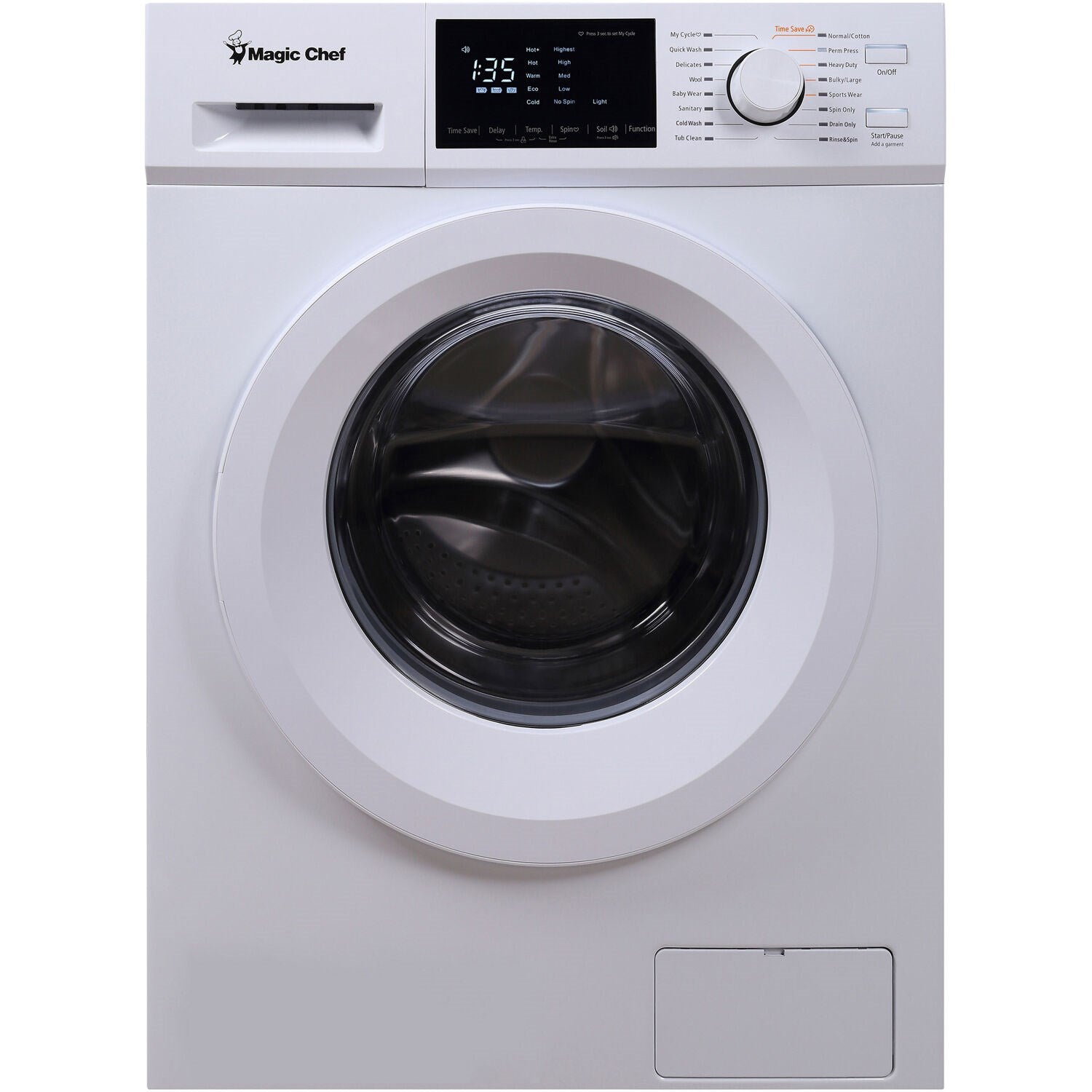 Magic Chef - 24 in. 2.7 cu. ft. Front Load Compact Washer | MCSFLW27W Magic Chef - 24 in. 2.7 cu. ft. Front Load Compact Washer | MCSFLW27W