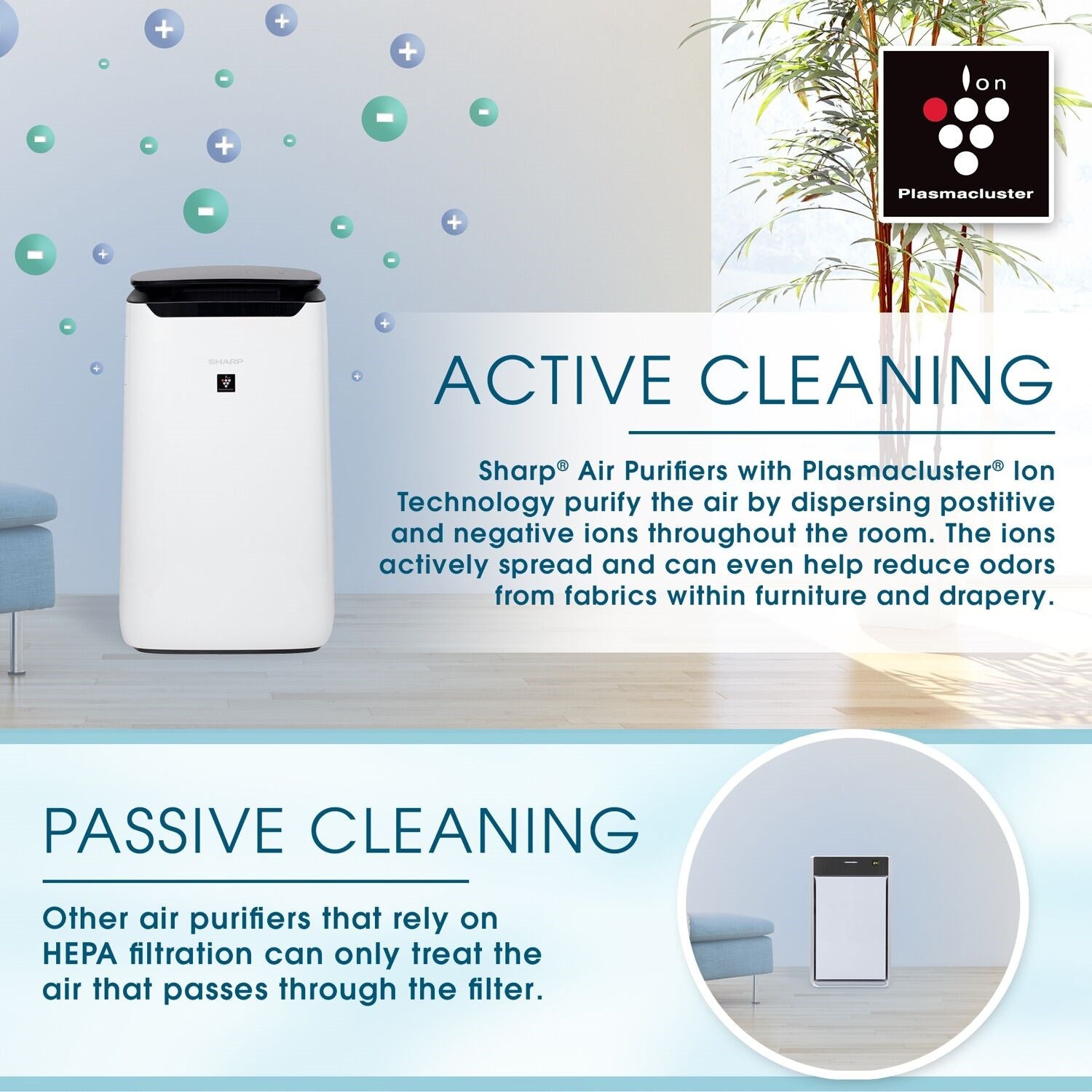 Sharp - Air Purifier, True HEPA, Plasmacluster, Wi-Fi (Large Rooms) | FX-J80UW Sharp - Air Purifier, True HEPA, Plasmacluster, Wi-Fi (Large Rooms) | FX-J80UW