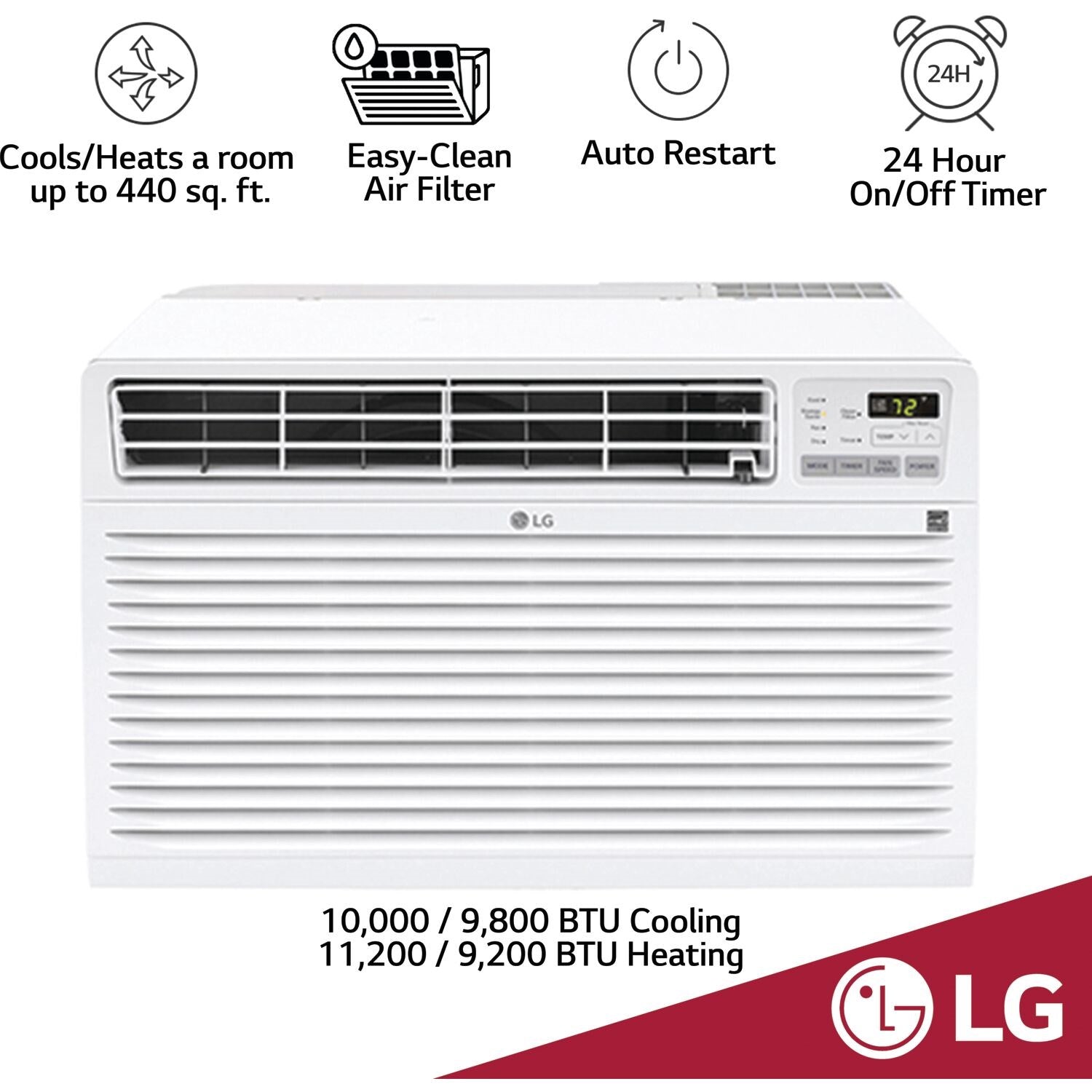 LG - 10,000 BTU Thru-the-Wall Air Conditioner with Heat, 230V | LT1037HNR LG - 10,000 BTU Thru-the-Wall Air Conditioner with Heat, 230V | LT1037HNR