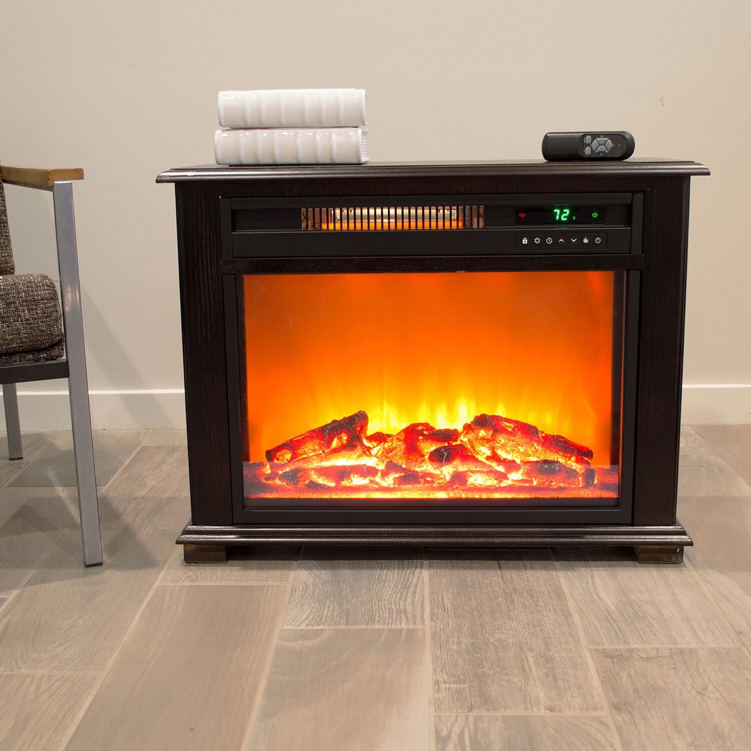 LifeSmart - 28.5 inch Fireplace Heater - Dark Walnut | MDFP2090US LifeSmart - 28.5 inch Fireplace Heater - Dark Walnut | MDFP2090US