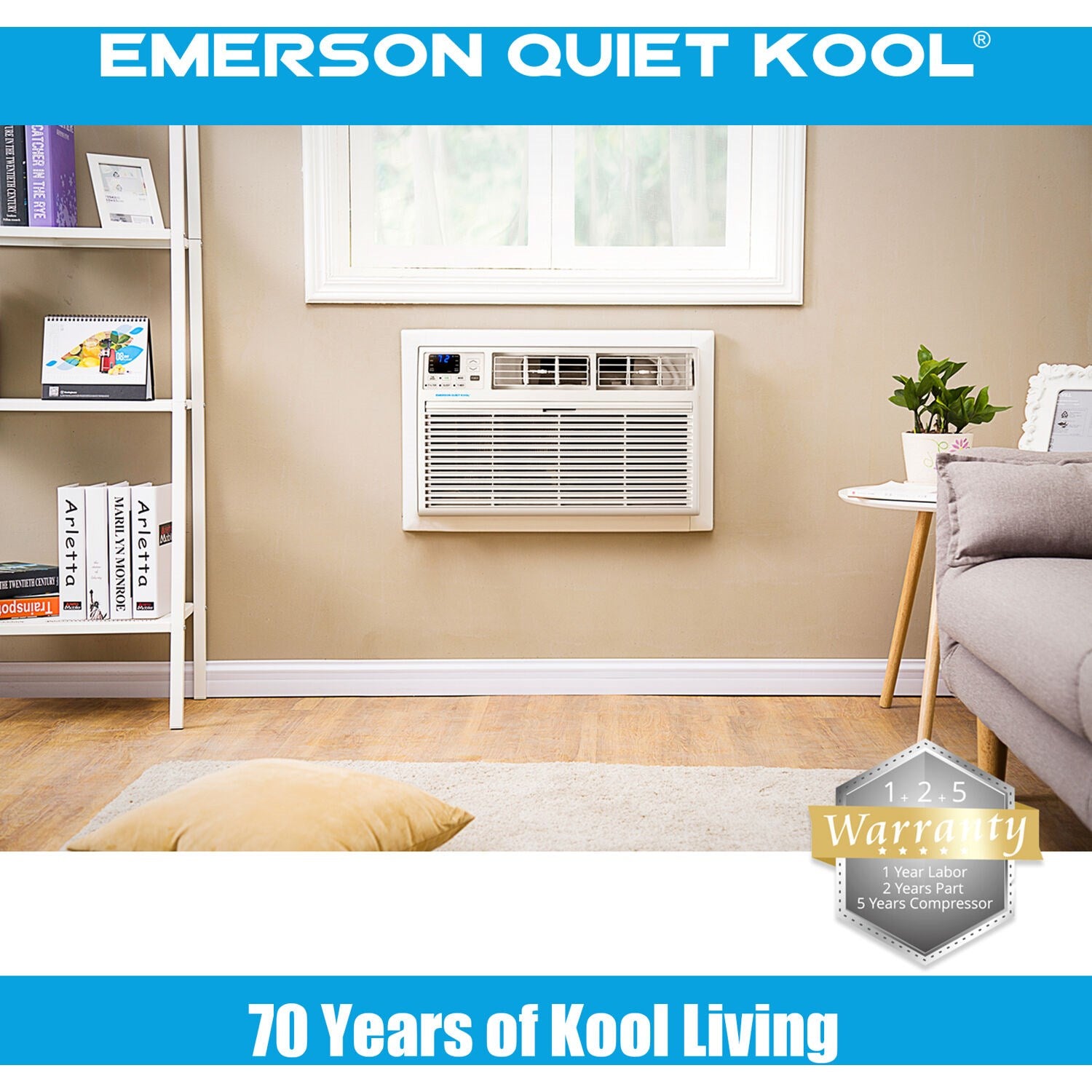 Emerson Quiet - 12000 BTU TTW Air Conditioner with Wifi Controls, 230V | EATC12RSE2T Emerson Quiet - 12000 BTU TTW Air Conditioner with Wifi Controls, 230V | EATC12RSE2T