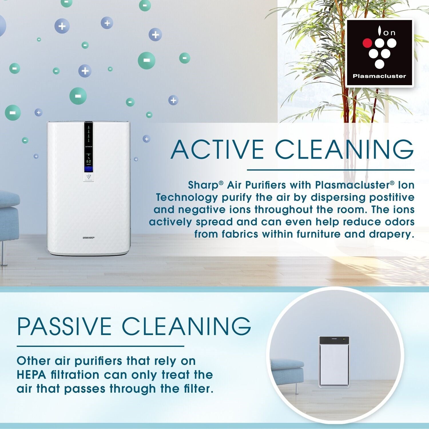 Sharp - Air Purifier / Humidifier, True HEPA, Plasmacluster (Medium-Sized Rooms) | KC-850U Sharp - Air Purifier / Humidifier, True HEPA, Plasmacluster (Medium-Sized Rooms) | KC-850U