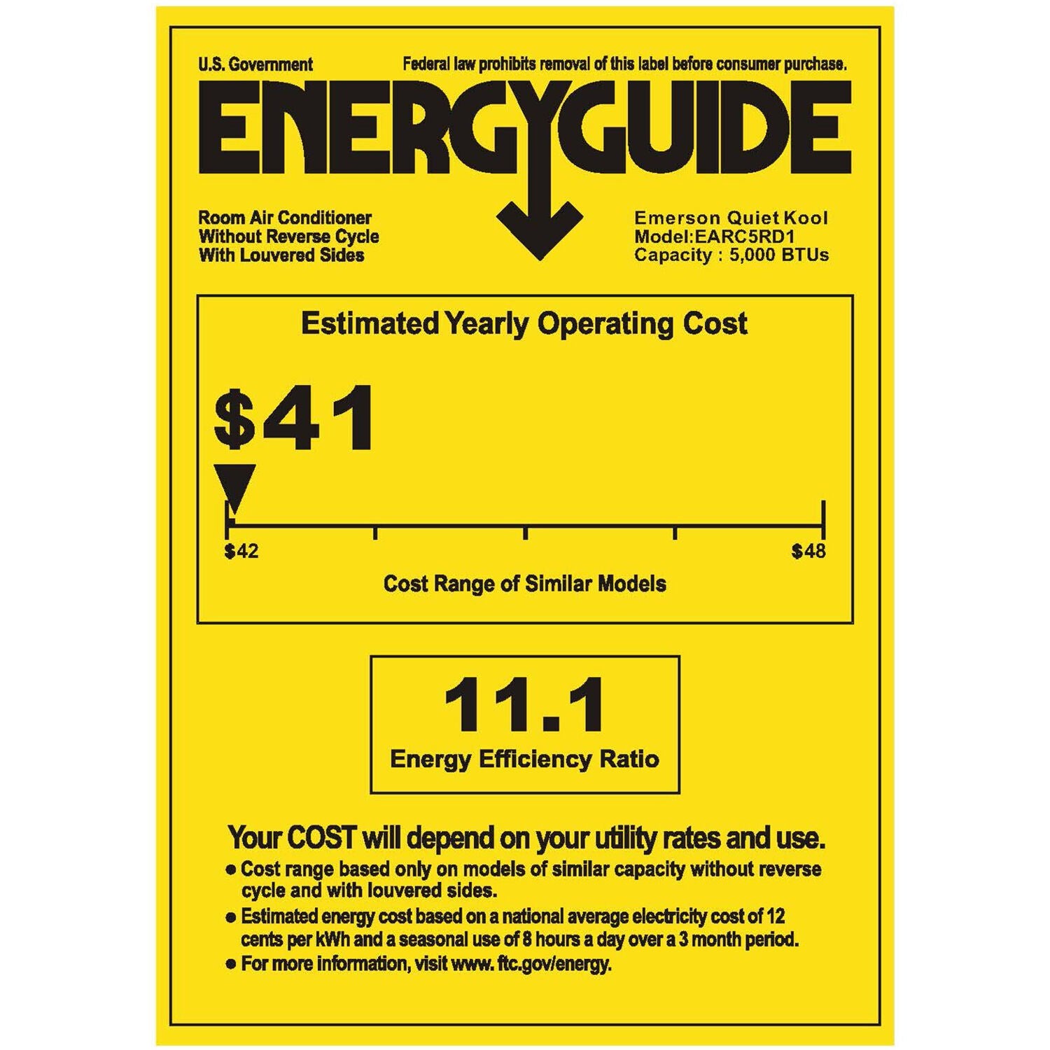 Emerson Quiet - 5,000 BTU Window Air Conditioner, Electronic Controls | EARC5RD1 Emerson Quiet - 5,000 BTU Window Air Conditioner, Electronic Controls | EARC5RD1
