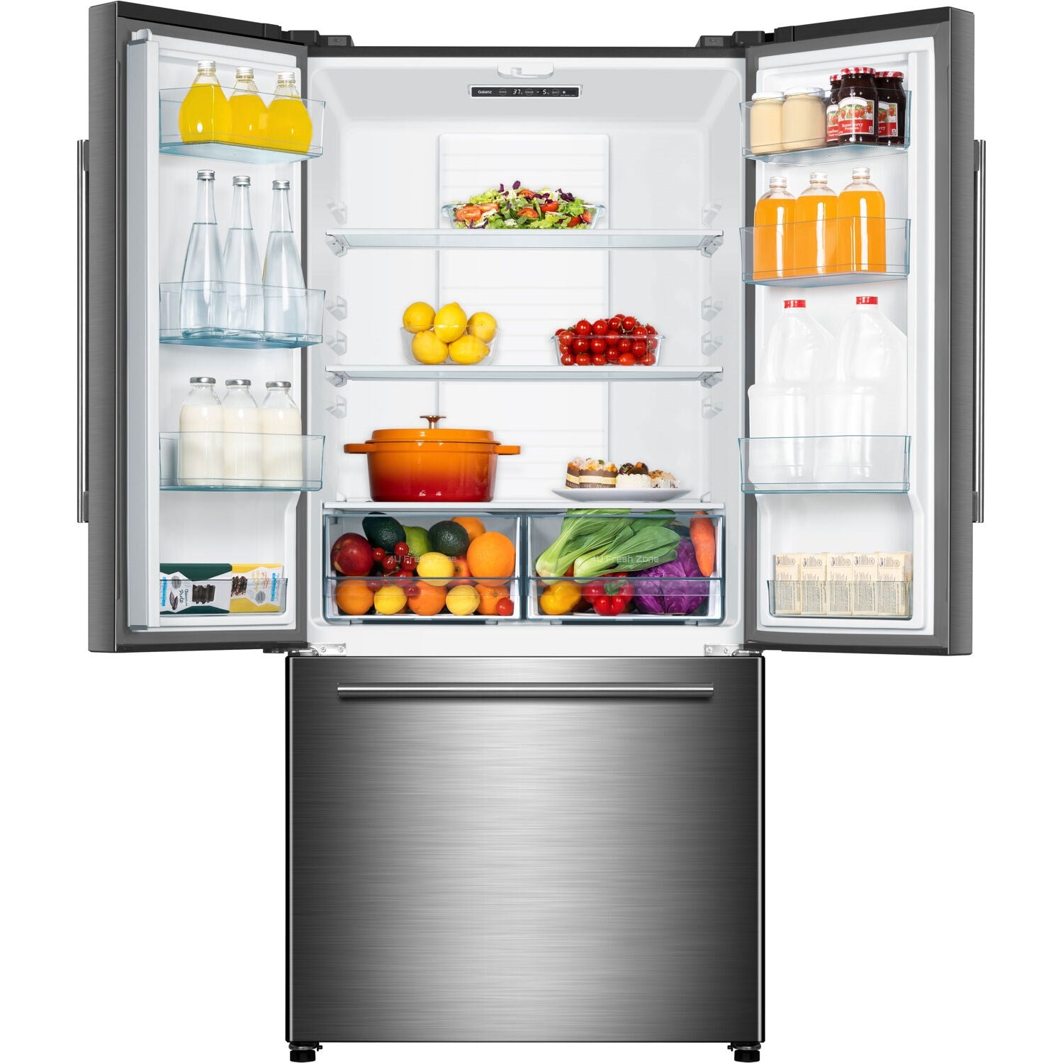 GALANZ - 33 in. W 18 cu. ft. French Door Refrigerator in Fingerprint Resistant Stainless Steel, Counter Depth | GLR18FS5S16 GALANZ - 33 in. W 18 cu. ft. French Door Refrigerator in Fingerprint Resistant Stainless Steel, Counter Depth | GLR18FS5S16