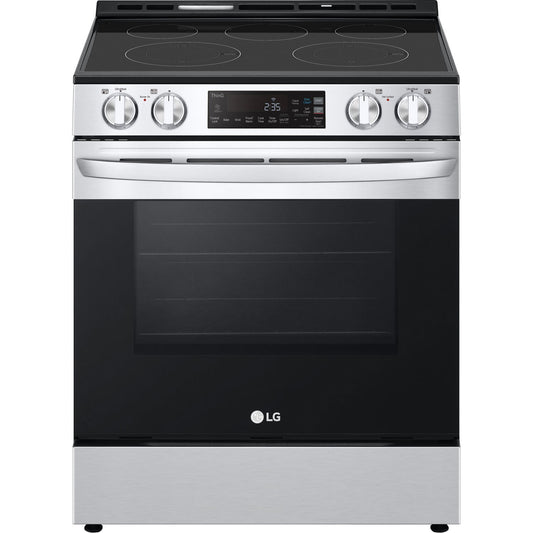 LG - 6.3 CF Electric Single Oven Slide-In Range, Self Clean, ThinQ,Printproof