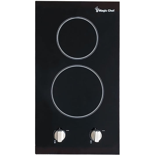 Magic Chef - 12 inch Built-In Electric Cooktop - 2 Elements (120V) | MCSCTE12BG2