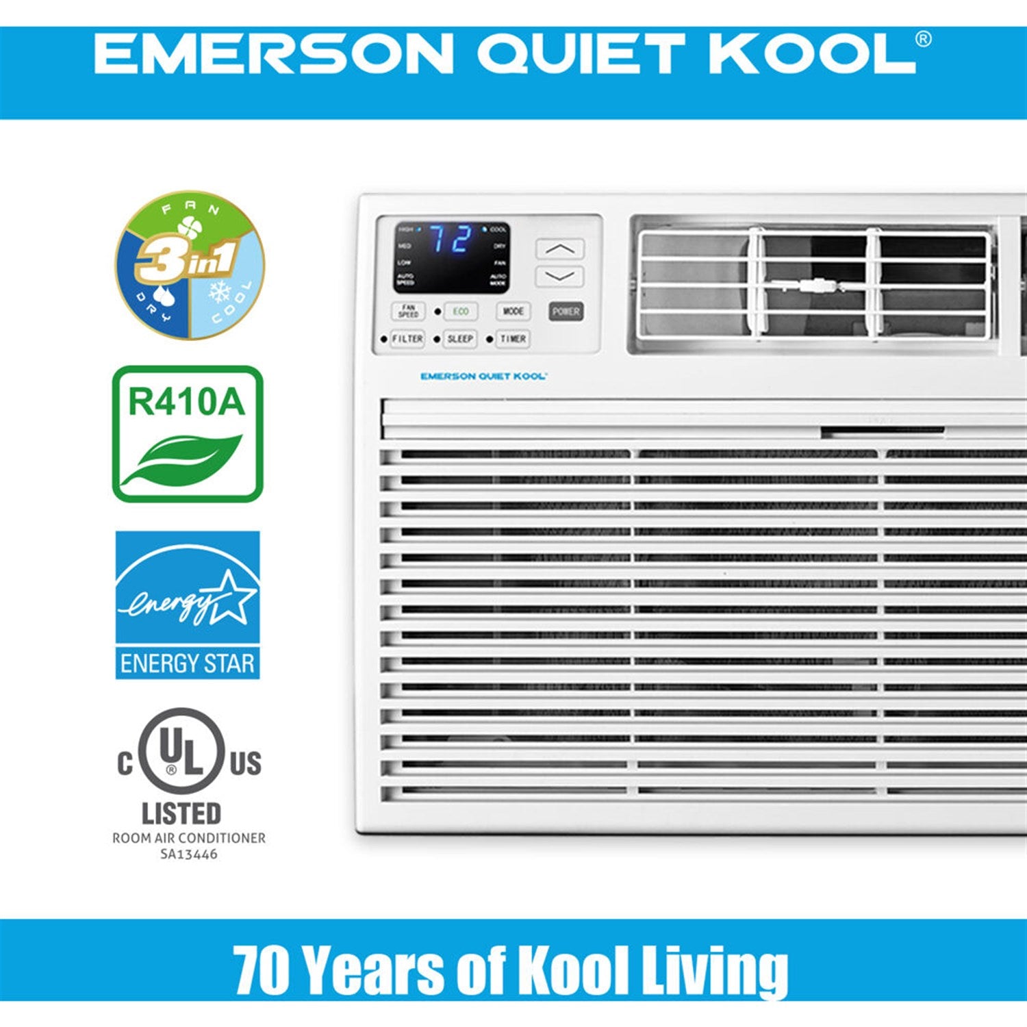 Emerson Quiet - 14,000 BTU TTW Air Conditioner, 230V | EATC14RD2T Emerson Quiet - 14,000 BTU TTW Air Conditioner, 230V | EATC14RD2T