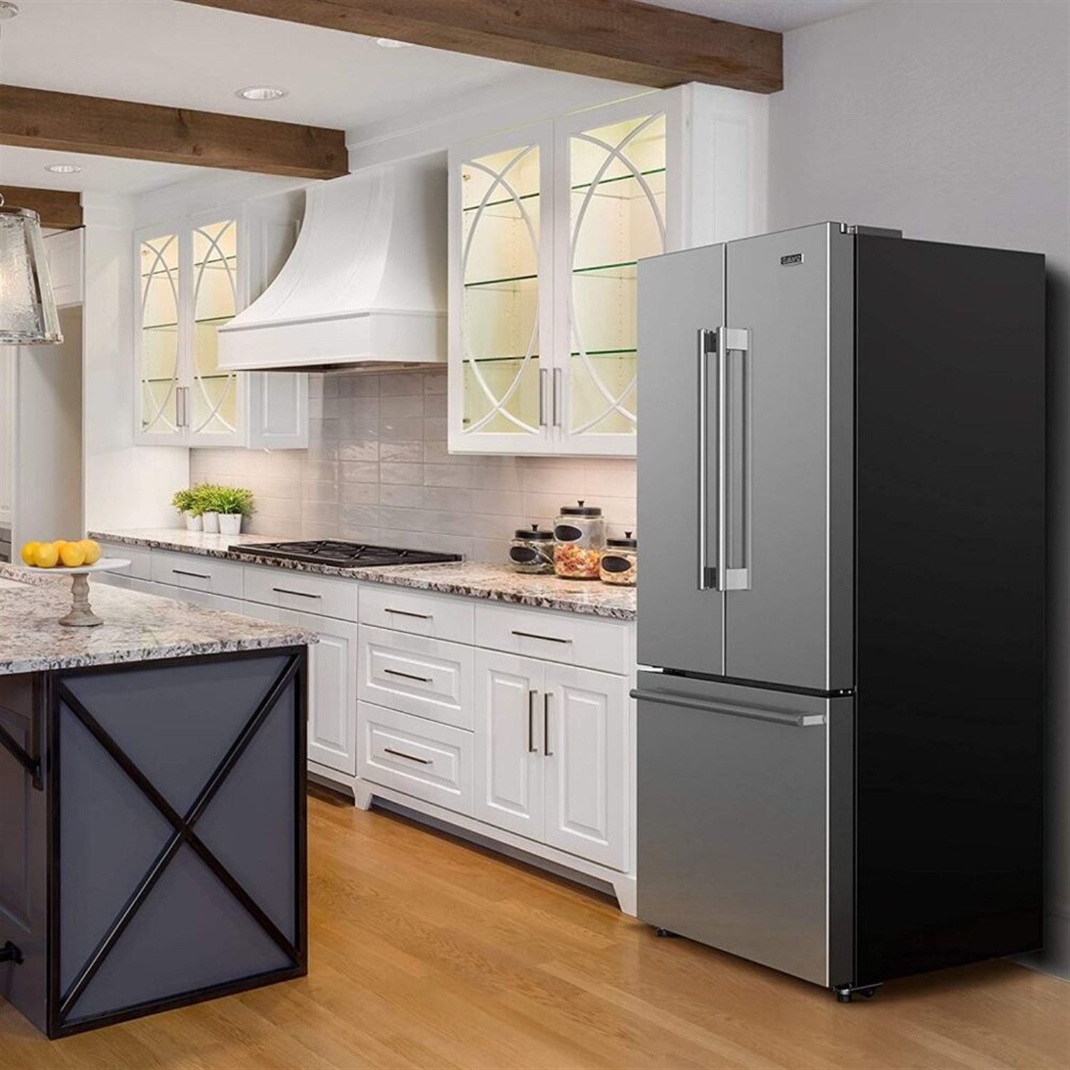 GALANZ - 29 in. W 16.0 cu. ft. French Door Refrigerator in Stainless Steel, Ice Maker | GLR16FS2K16 GALANZ - 29 in. W 16.0 cu. ft. French Door Refrigerator in Stainless Steel, Ice Maker | GLR16FS2K16