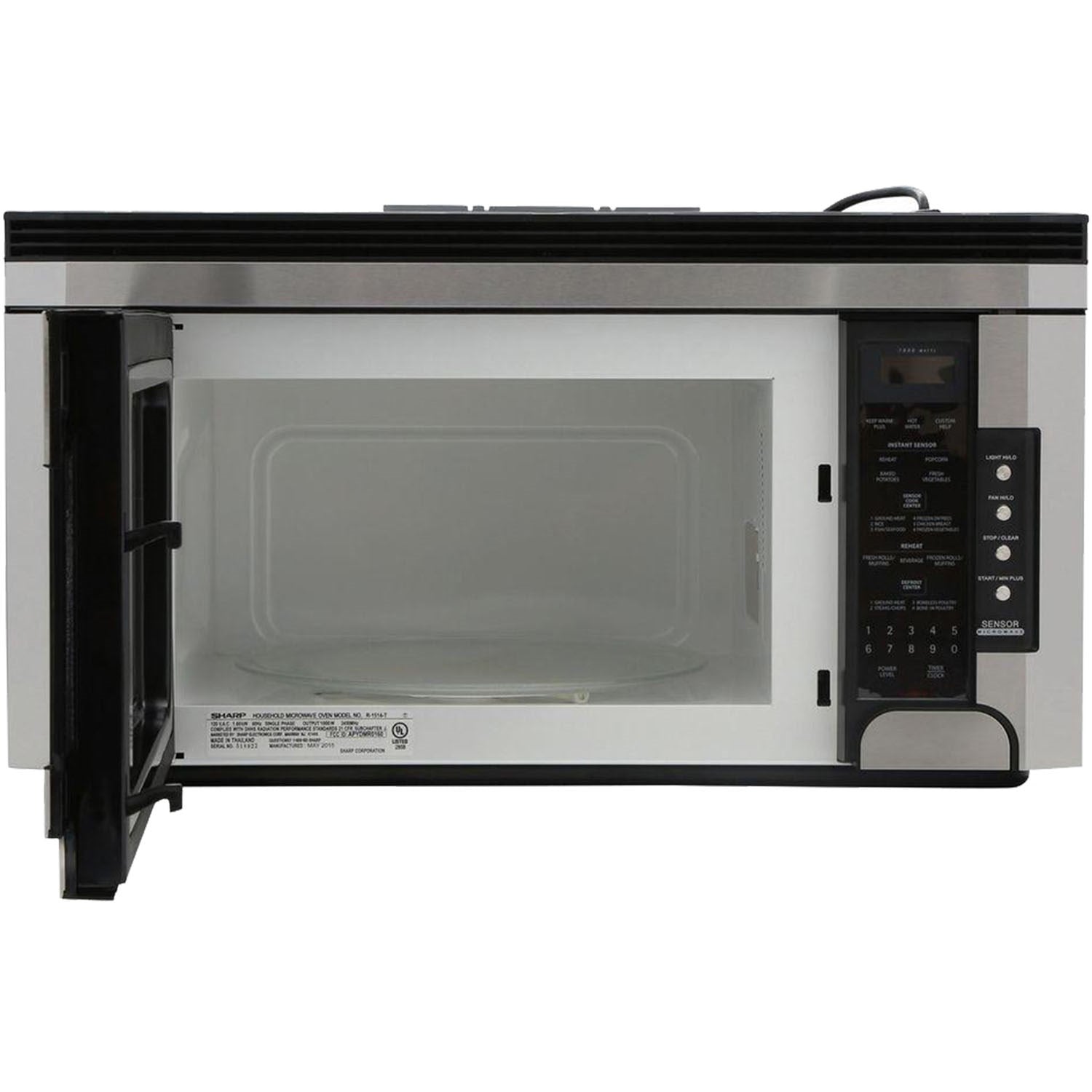 Sharp - 1.5 CF Carousel Over-the-Range Microwave, 1000W - R1514T Sharp - 1.5 CF Carousel Over-the-Range Microwave, 1000W - R1514T