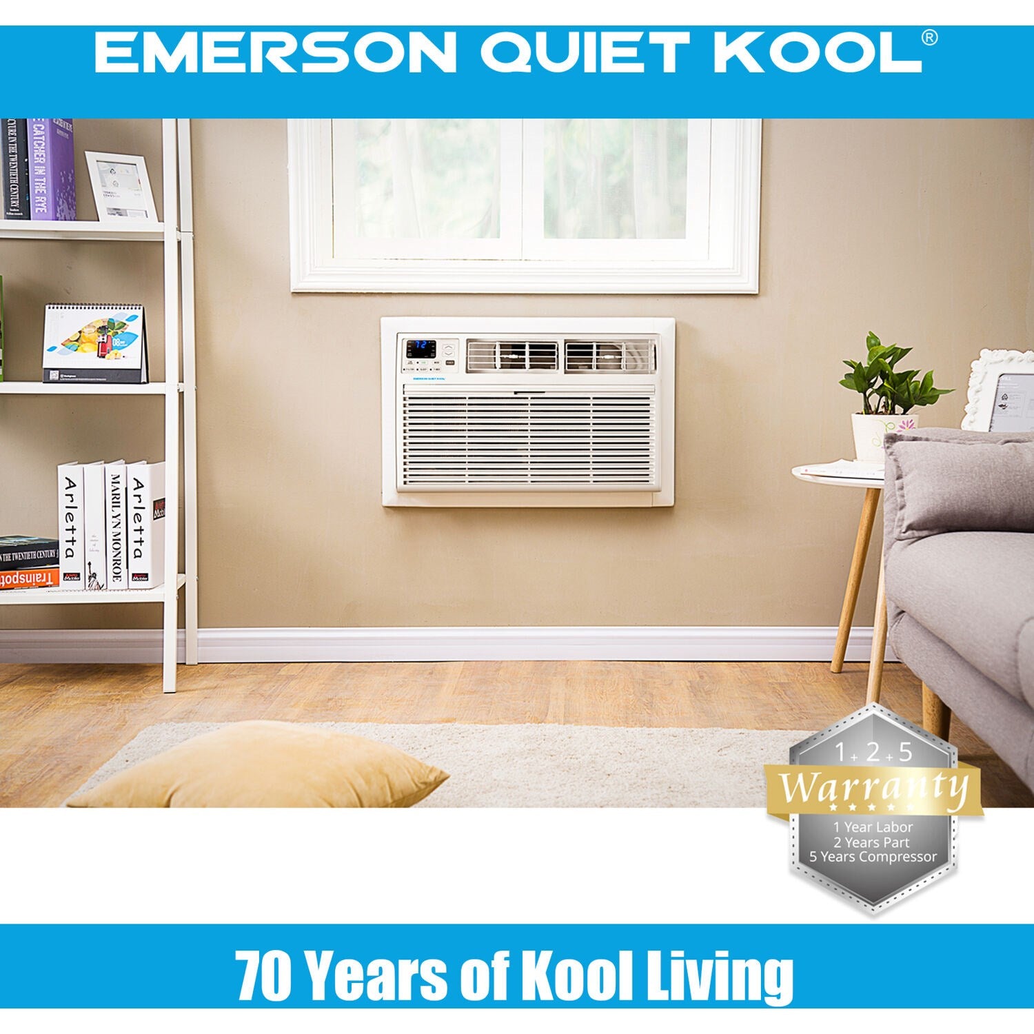 Emerson Quiet - 12000 BTU TTW Air Conditioner with Wifi Controls, 115V | EATC12RSE1T Emerson Quiet - 12000 BTU TTW Air Conditioner with Wifi Controls, 115V | EATC12RSE1T