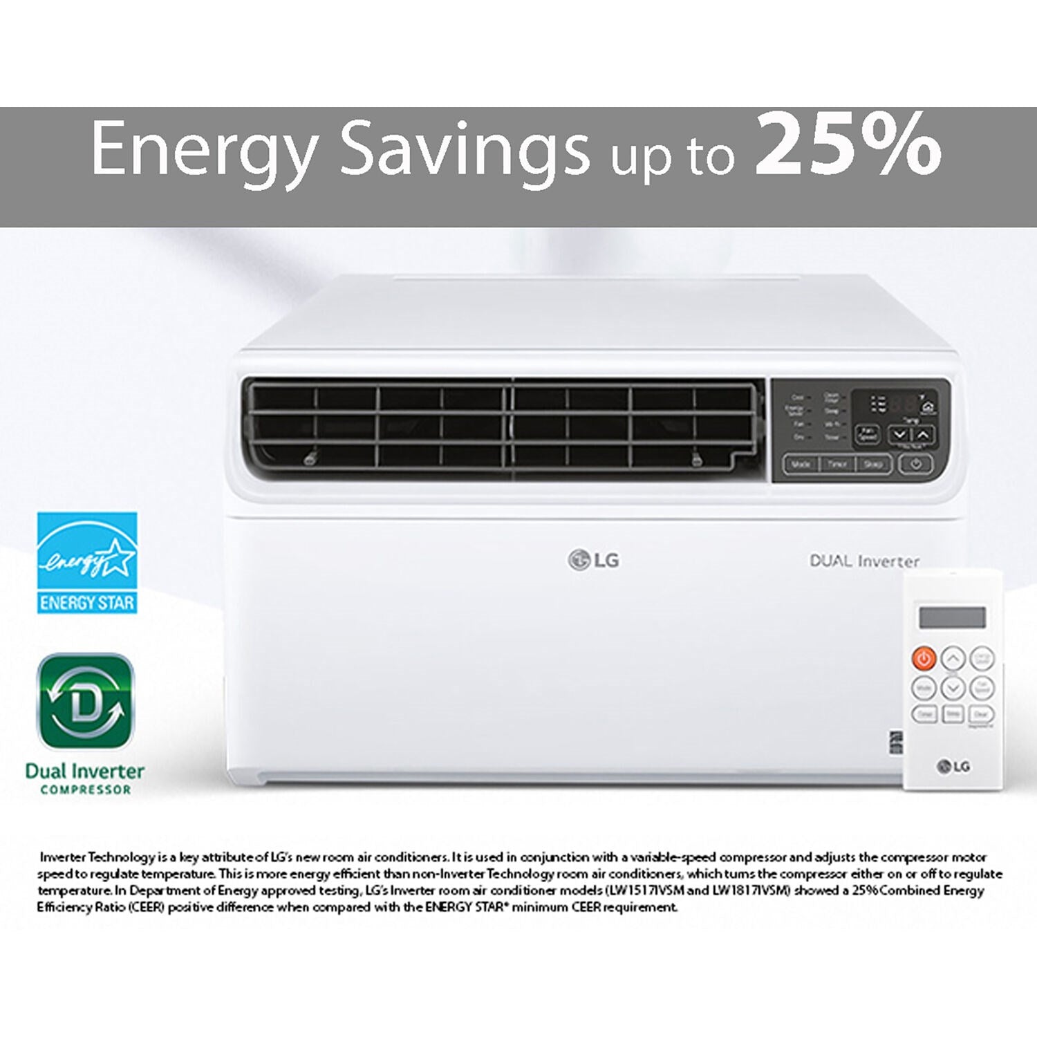 LG - 18,000 BTU Window Air Conditioner with Inverter, 230V | LW1817IVSM LG - 18,000 BTU Window Air Conditioner with Inverter, 230V | LW1817IVSM