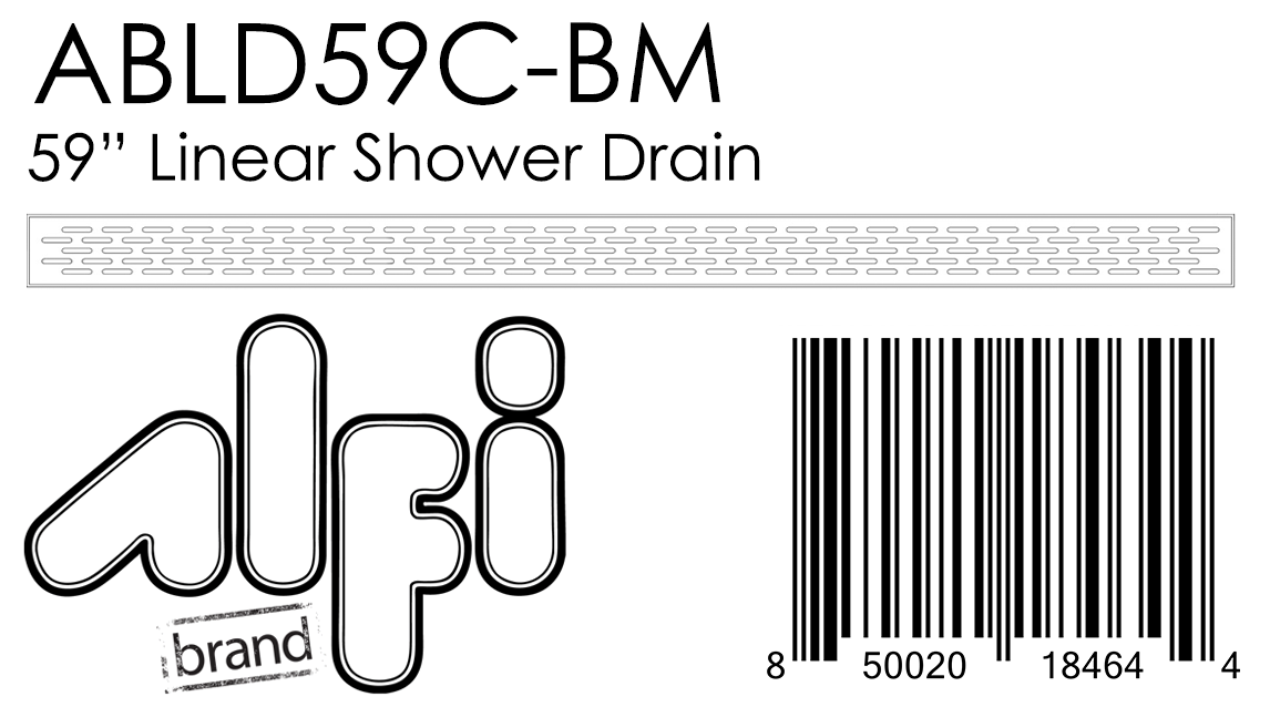 ALFI Brand - 59" Black Matte Stainless Steel Linear Shower Drain with Groove Holes | ABLD59C-BM ALFI Brand - 59" Black Matte Stainless Steel Linear Shower Drain with Groove Holes | ABLD59C-BM