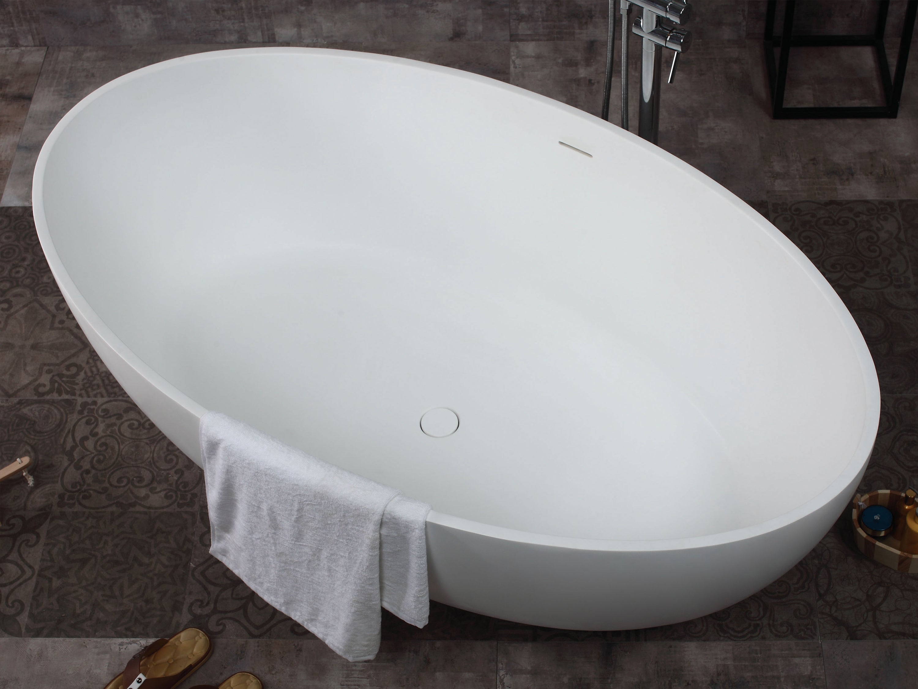 ALFI Brand - 67" White Oval Solid Surface Smooth Resin Soaking Bathtub | AB9941 ALFI Brand - 67" White Oval Solid Surface Smooth Resin Soaking Bathtub | AB9941