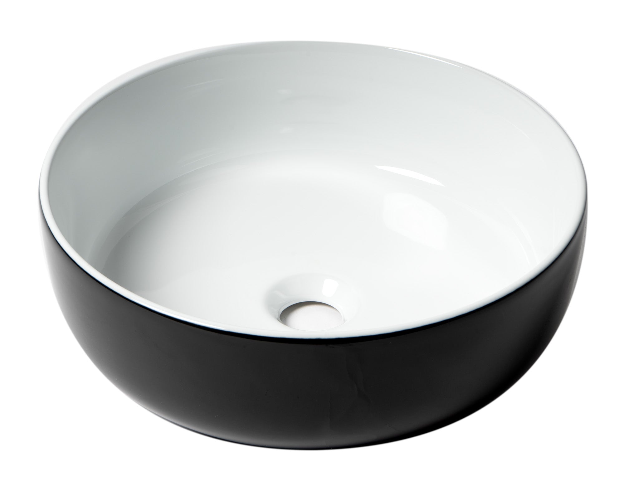 ALFI Brand - Black & White 15" Round Above Mount Ceramic Sink | ABC908 ALFI Brand - Black & White 15" Round Above Mount Ceramic Sink | ABC908