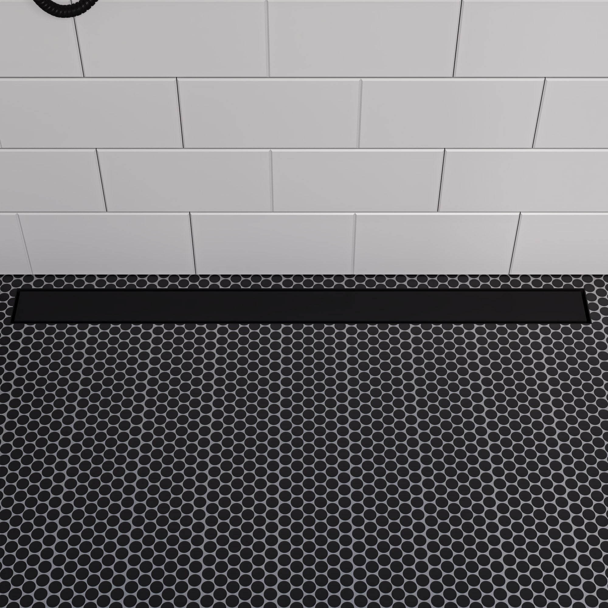 ALFI Brand - 36" Black Matte Stainless Steel Linear Shower Drain with Solid Cover | ABLD36B-BM ALFI Brand - 36" Black Matte Stainless Steel Linear Shower Drain with Solid Cover | ABLD36B-BM