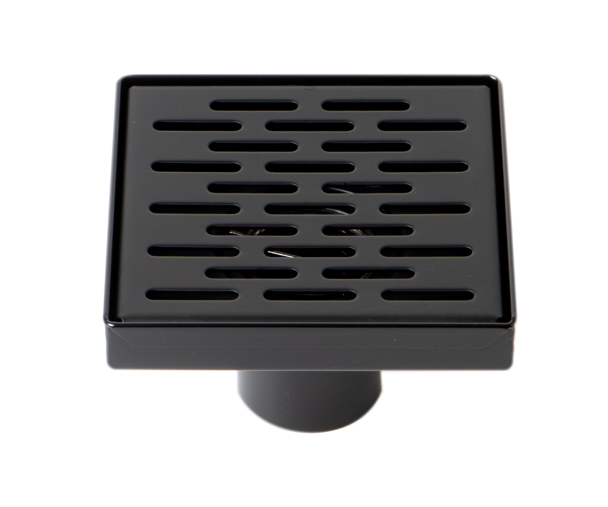 ALFI Brand - 5" x 5" Black Matte Square Stainless Steel Shower Drain with Groove Holes | ABSD55C-BM ALFI Brand - 5" x 5" Black Matte Square Stainless Steel Shower Drain with Groove Holes | ABSD55C-BM