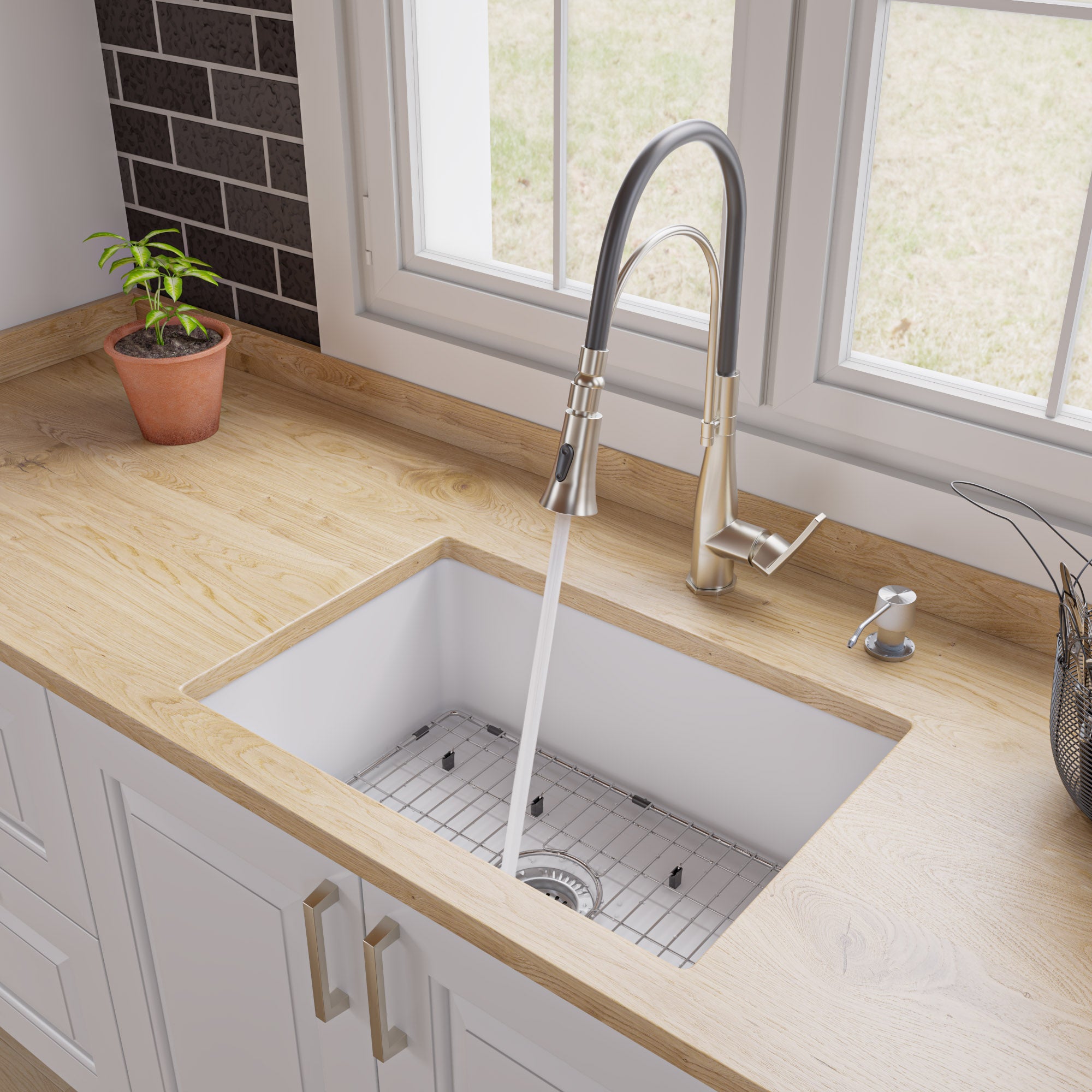 ALFI Brand - White 27" x 18" Fireclay Undermount / Drop In Firelcay Kitchen Sink | ABF2718UD-W ALFI Brand - White 27" x 18" Fireclay Undermount / Drop In Firelcay Kitchen Sink | ABF2718UD-W