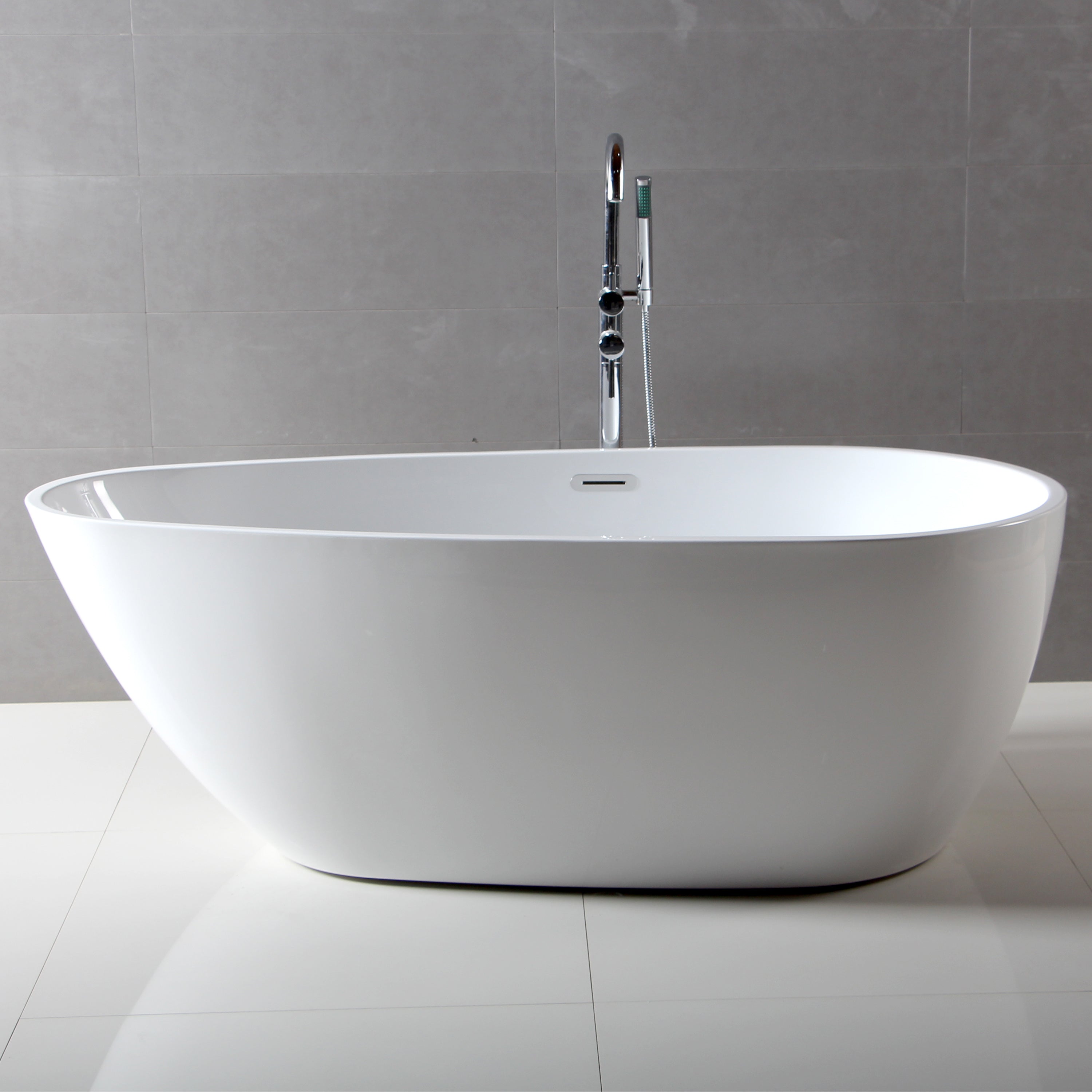 ALFI Brand - 59 inch White Oval Acrylic Free Standing Soaking Bathtub | AB8861 ALFI Brand - 59 inch White Oval Acrylic Free Standing Soaking Bathtub | AB8861