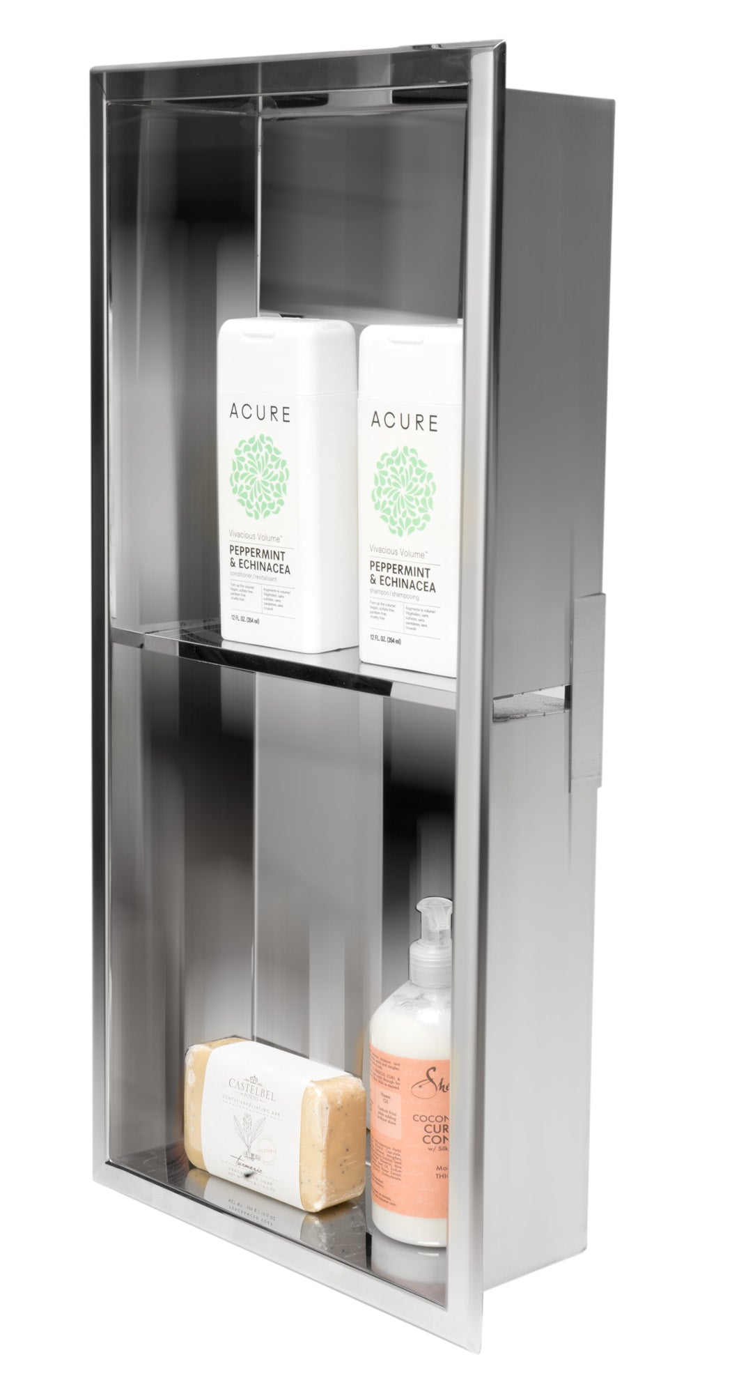 ALFI Brand - 12 x 24 Polished Stainless Steel Vertical Double Shelf Bath Shower Niche | ABN1224-PSS ALFI Brand - 12 x 24 Polished Stainless Steel Vertical Double Shelf Bath Shower Niche | ABN1224-PSS