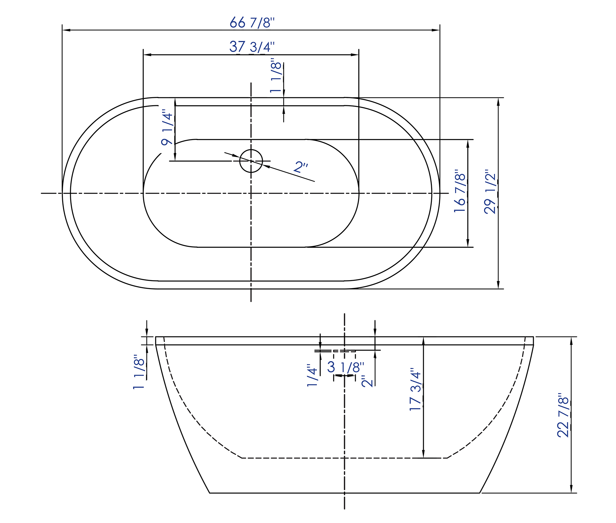 ALFI Brand - 67 inch White Oval Acrylic Free Standing Soaking Bathtub | AB8839 ALFI Brand - 67 inch White Oval Acrylic Free Standing Soaking Bathtub | AB8839